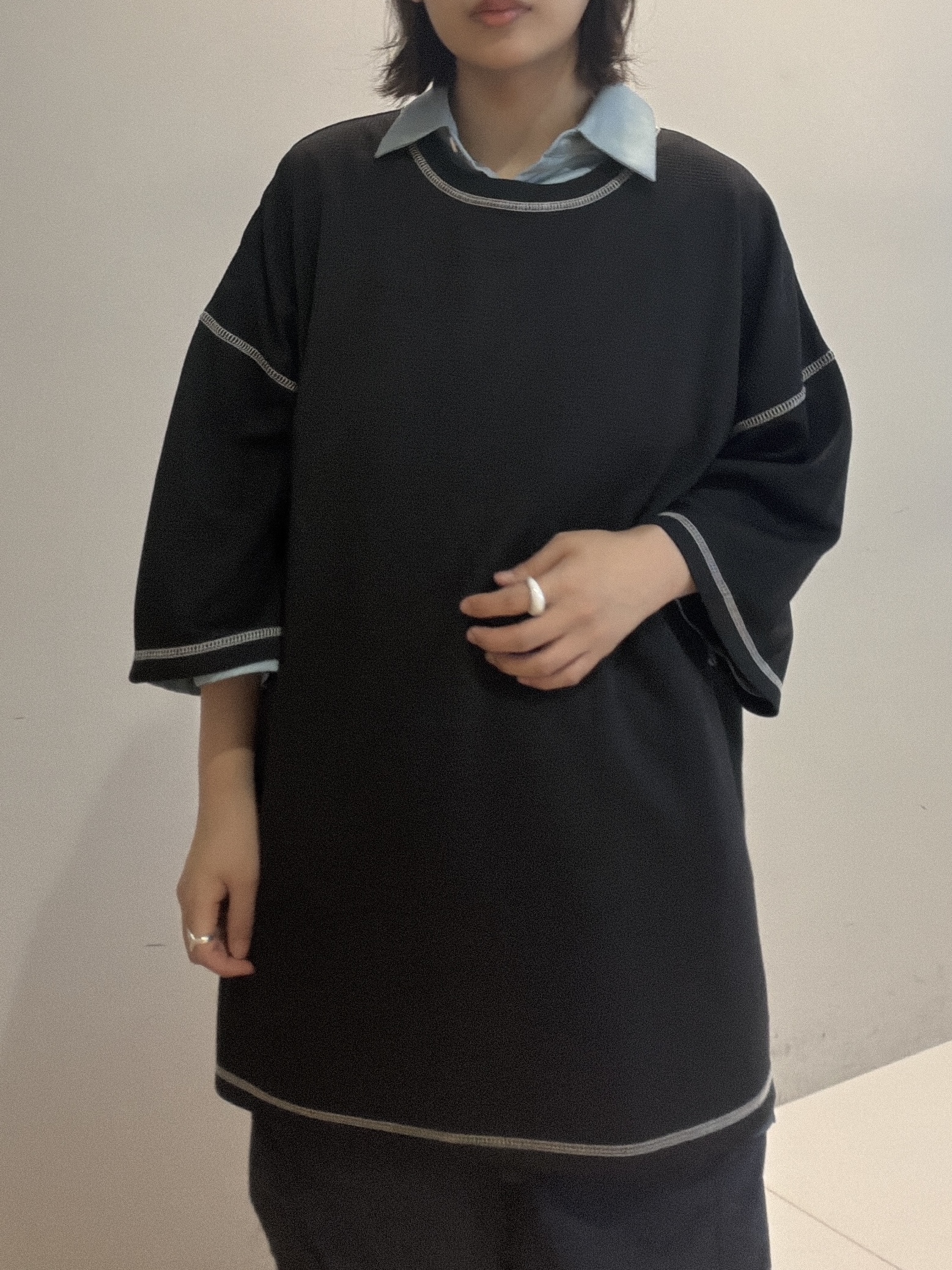 abeさんの「tk.TAKEO KIKUCHI｜【26SSイチオシ！】オーバーとろみグラデーションプリントシャツ/レギュラーカラー/さらっとタッチ」を使ったコーディネート