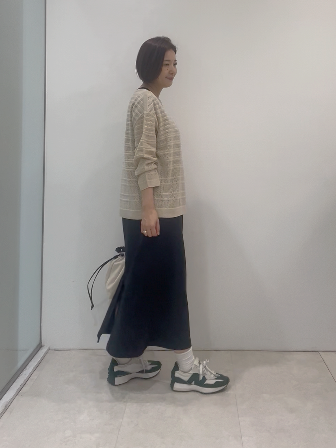 まどかさんの「UNTITLED｜◆メッシュ柄ボーダーニット」を使ったコーディネート