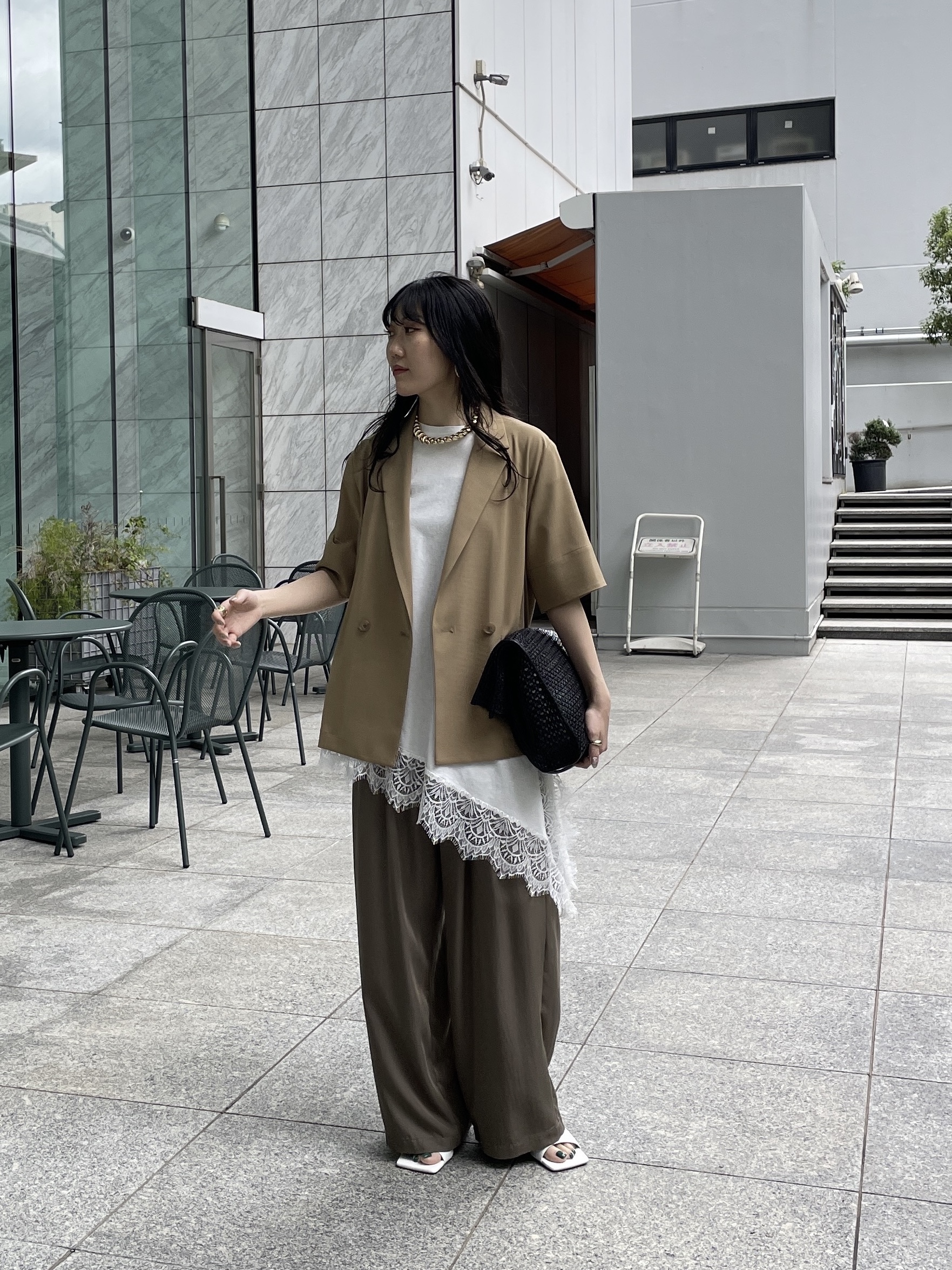rinaさんの「INDIVI｜Comfy SET UP｜ハーフスリーブジャケット【セットアップ対応／通勤／接触冷感／UVカット】」を使ったコーディネート