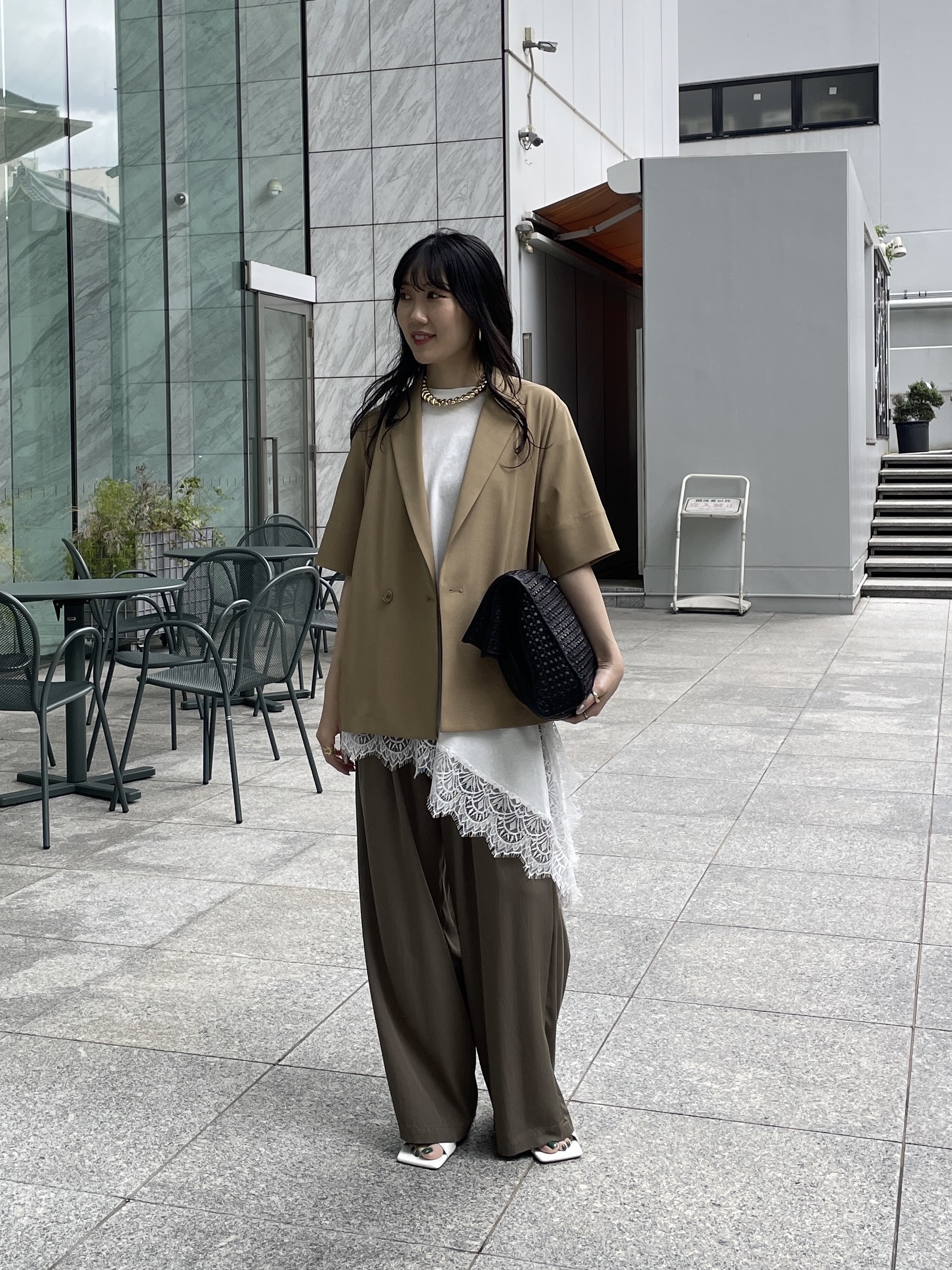 rinaさんの「INDIVI｜Comfy SET UP｜ハーフスリーブジャケット【セットアップ対応／通勤／接触冷感／UVカット】」を使ったコーディネート