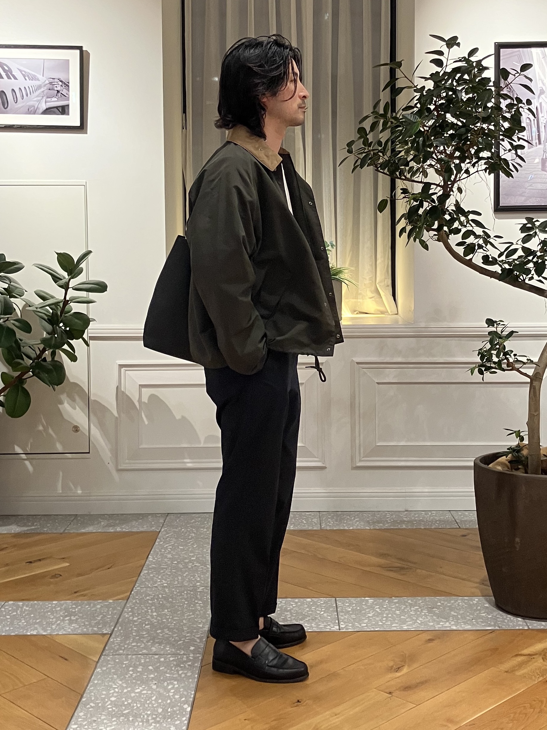 junyaさんの「DRESSTERIOR｜【接触冷感／抗菌防臭／消臭】ICE CLEAR COTTON モックネックTシャツ」を使ったコーディネート