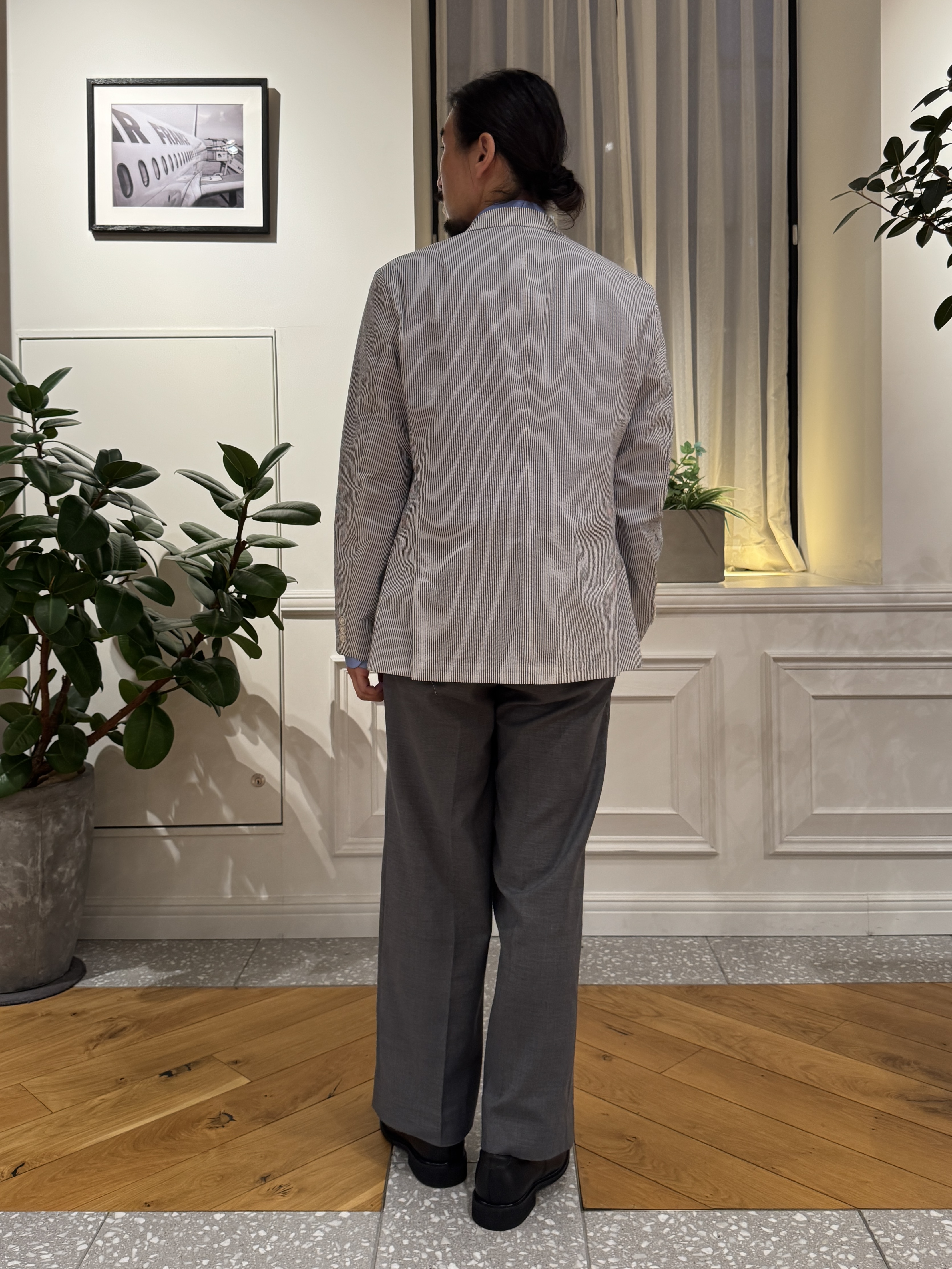 kawarataniさんの「DRESSTERIOR｜◆【吸湿速乾/セットアップ可/ウォッシャブル】COOLMAX シアサッカー サマージャケット」を使ったコーディネート