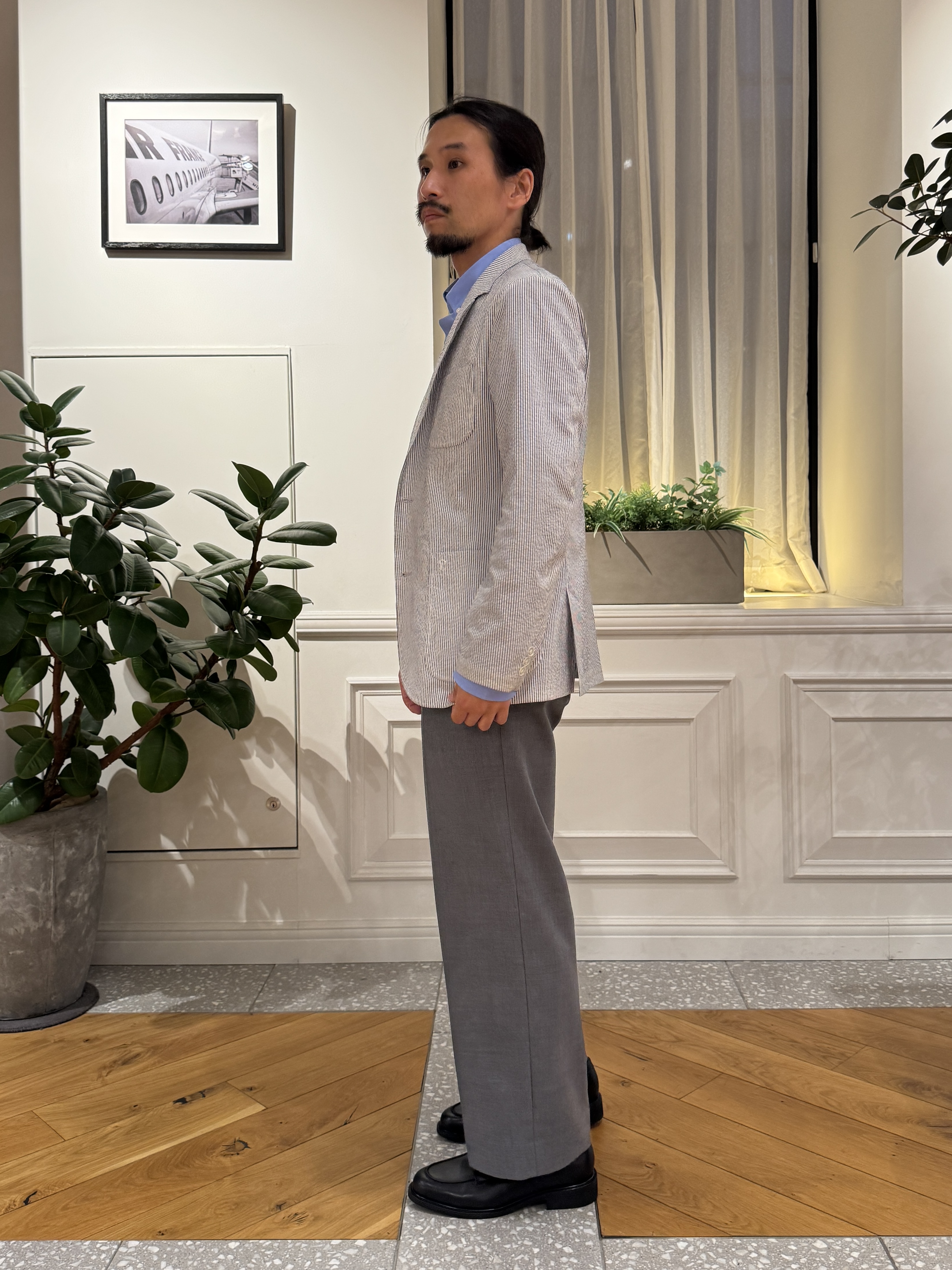 kawarataniさんの「DRESSTERIOR｜◆【吸湿速乾/セットアップ可/ウォッシャブル】COOLMAX シアサッカー サマージャケット」を使ったコーディネート