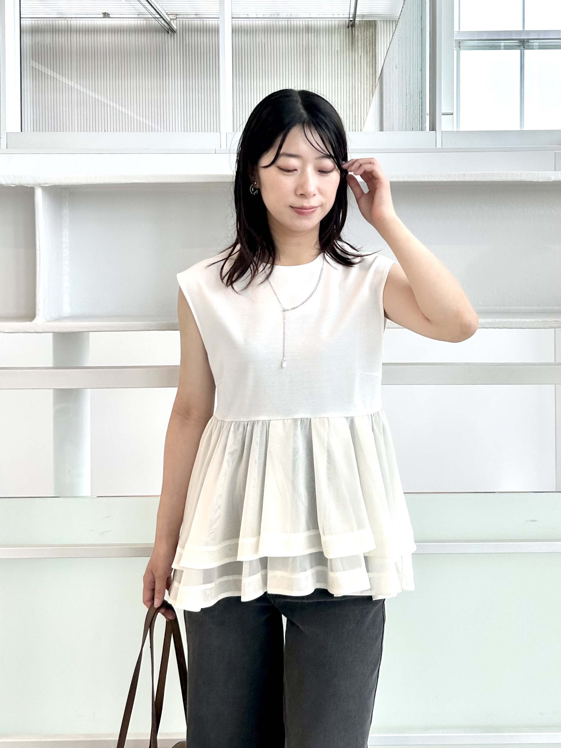 RINAさんの「index｜ダブルペプラムトップス【洗濯機OK】」を使ったコーディネート