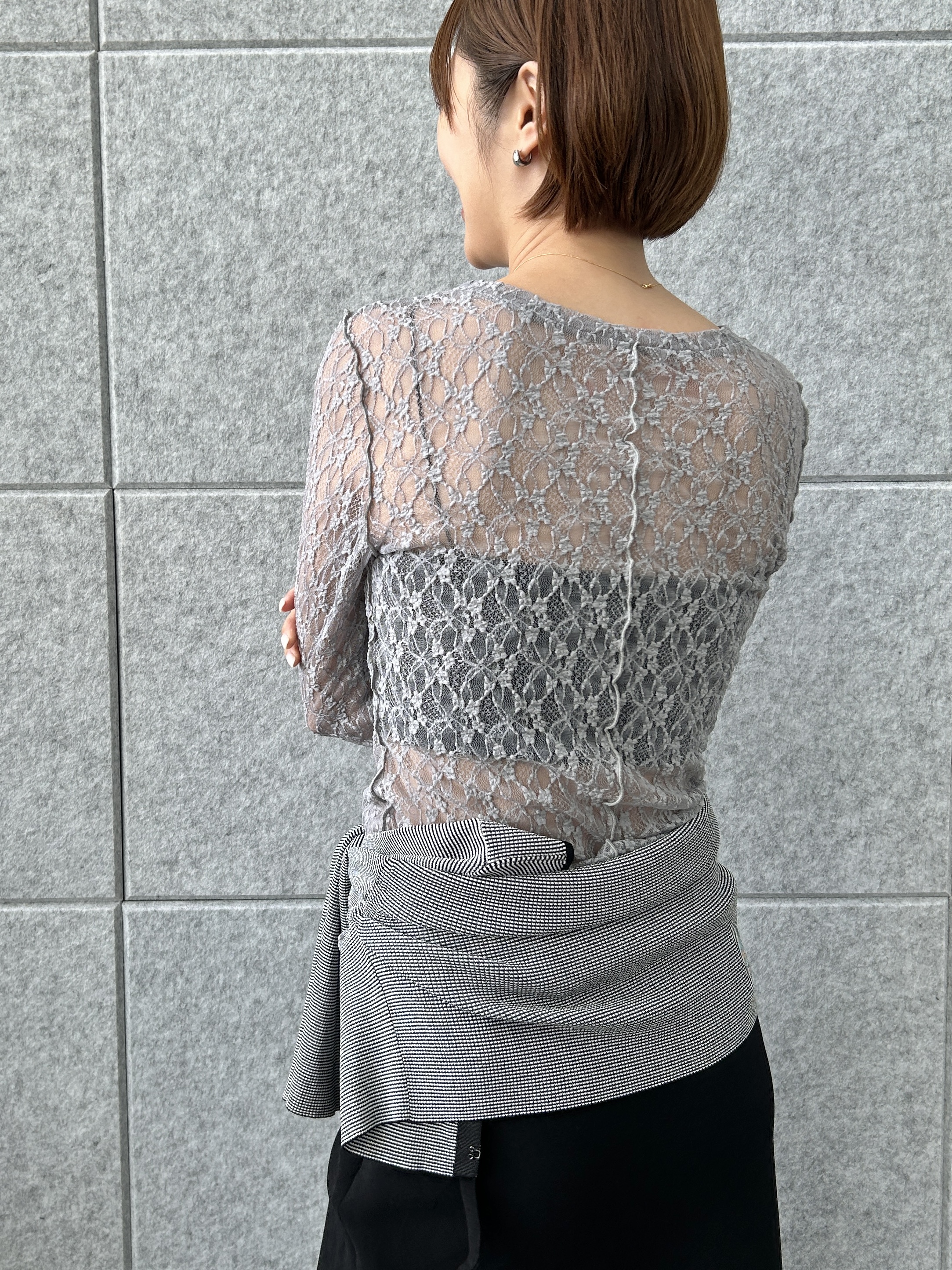 harunaさんの「CODE A｜【ReRe】stretch lace tops」を使ったコーディネート