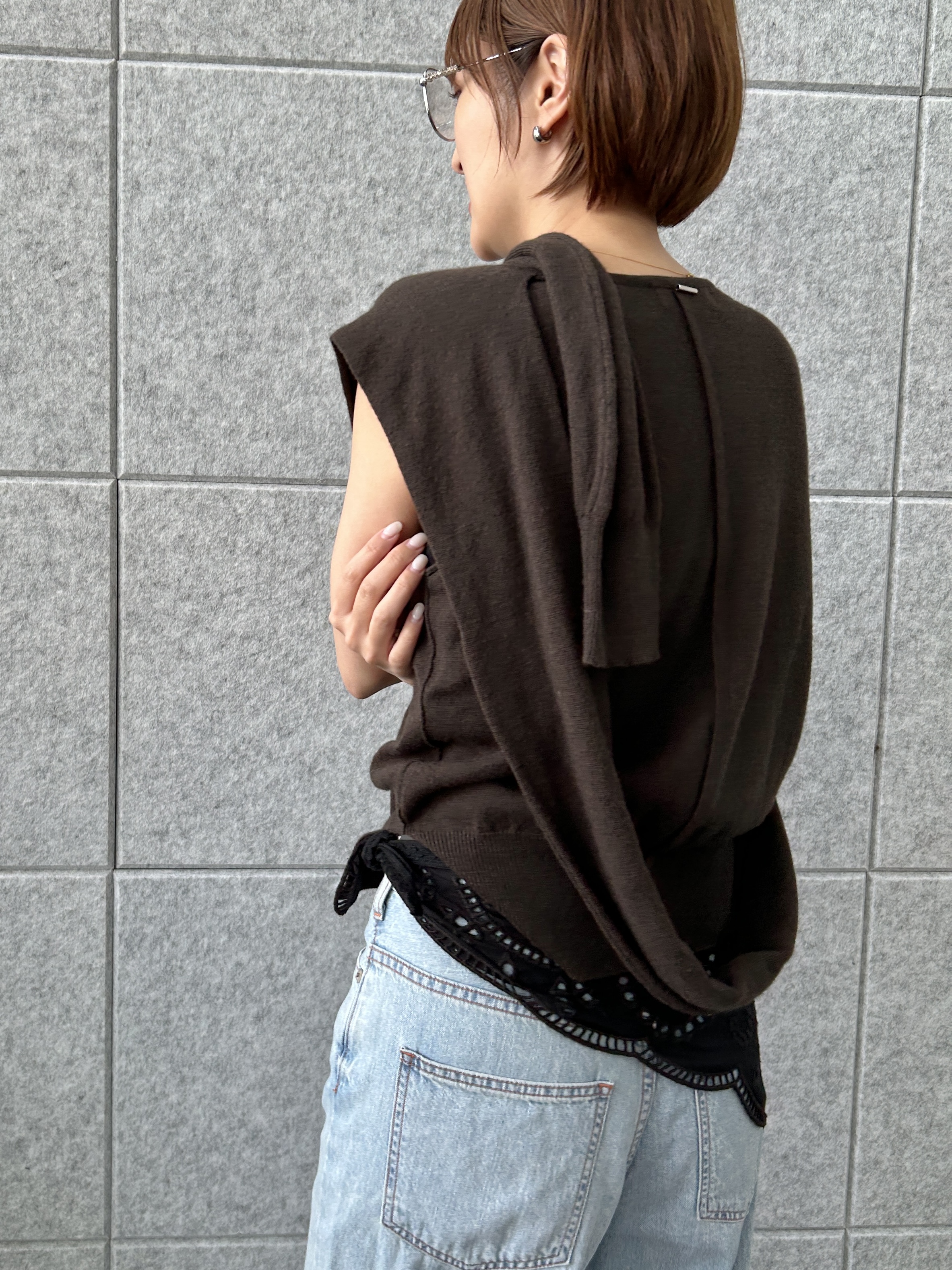 harunaさんの「CODE A｜SYSTEM｜CONVERTIBLE－SLEEVE WOOL KNIT TOP」を使ったコーディネート