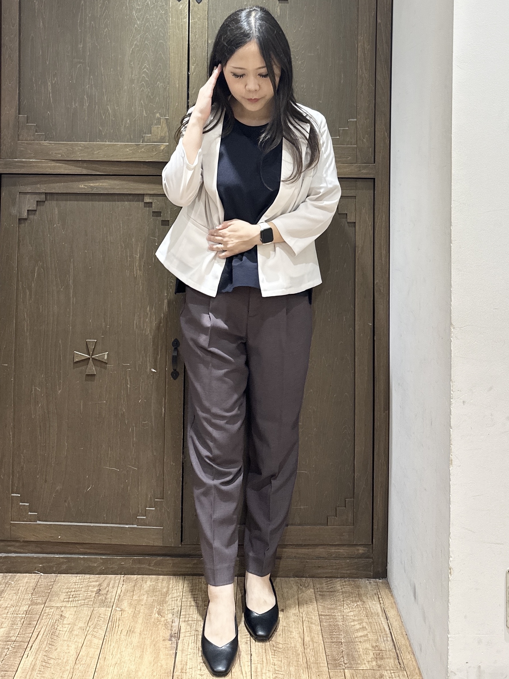 kanaさんの「index｜【接触冷感／防シワ】ひんやり7分袖テーラードジャケット《洗濯機OK》」を使ったコーディネート