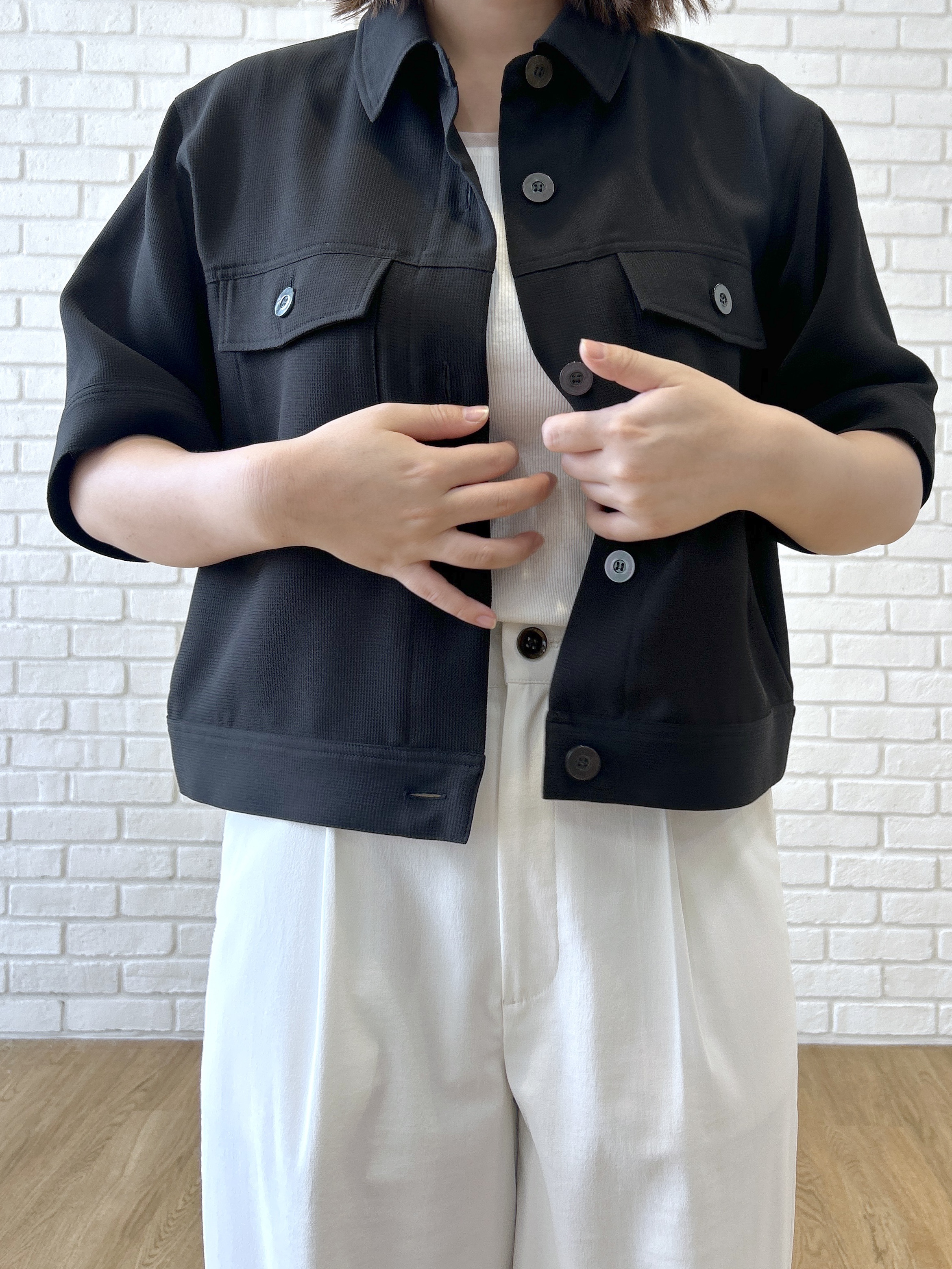 Hirokaさんの「grove｜【吸水速乾・通気性・洗える】衿付きハーフジャケット」を使ったコーディネート