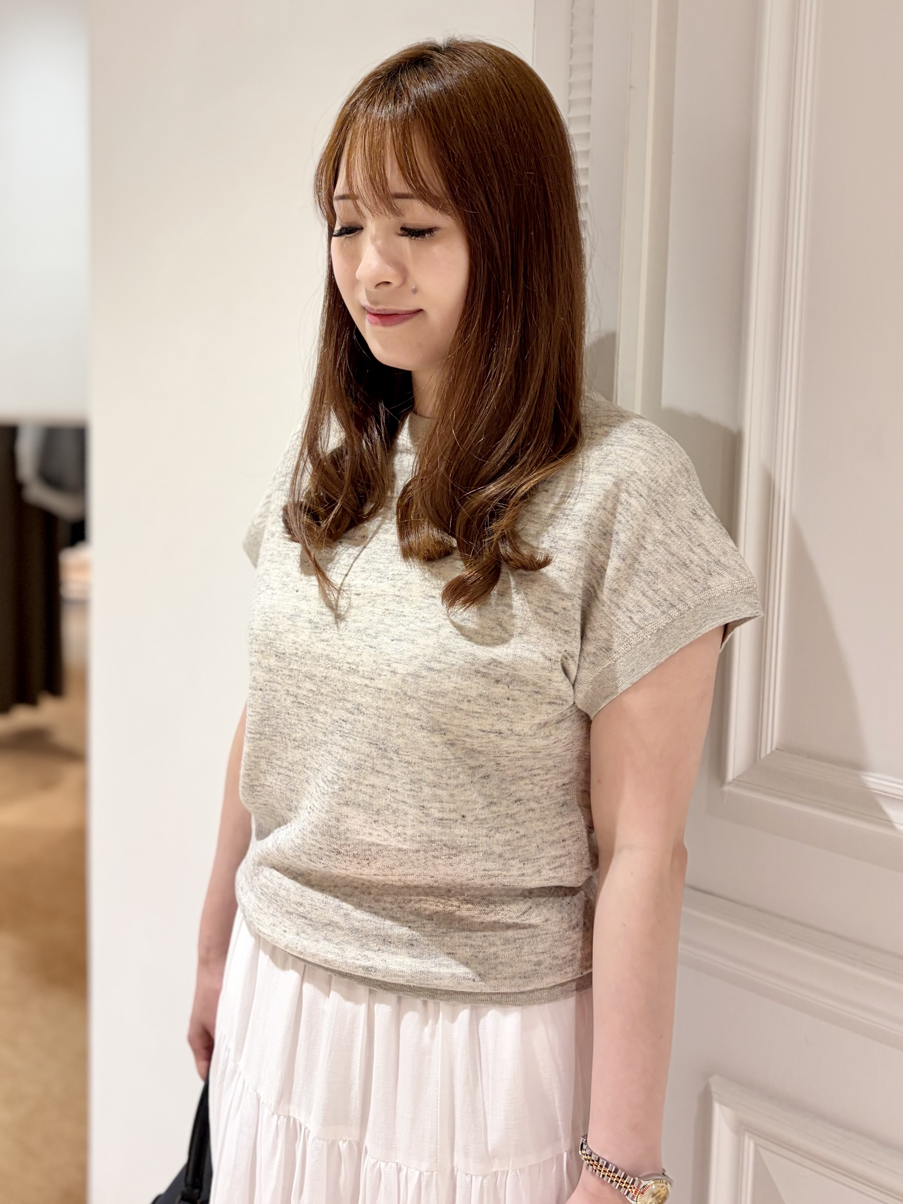 minowaさんの「DRESSTERIOR｜◆【ウォッシャブル／セットアップ可】リネン混裏毛フレンチプルオーバー」を使ったコーディネート