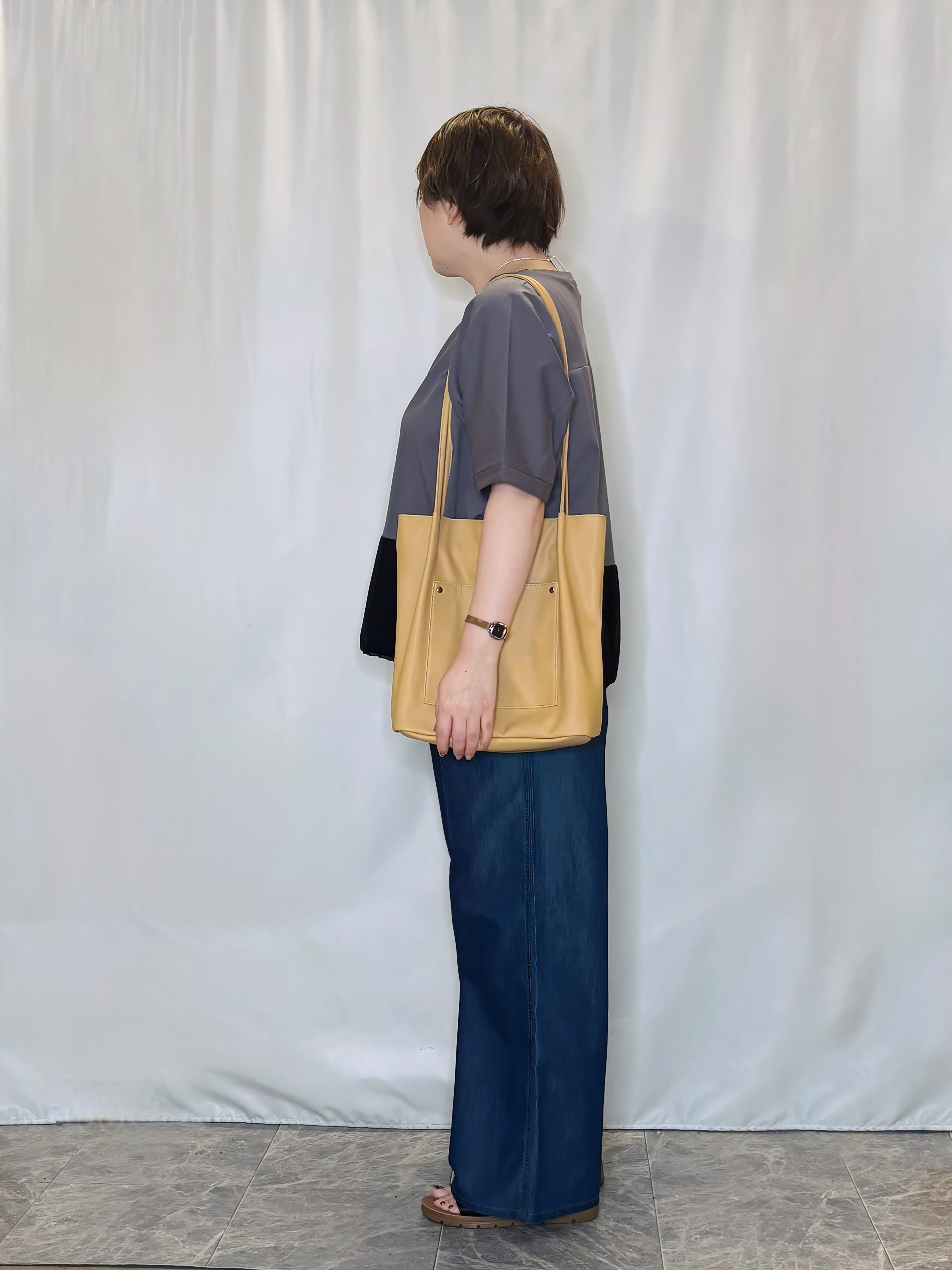 たみさんの「SHOO･LA･RUE｜【洗濯機可/体型カバー】インせず着られる 裾配色 ゆったりバルーントップス」を使ったコーディネート