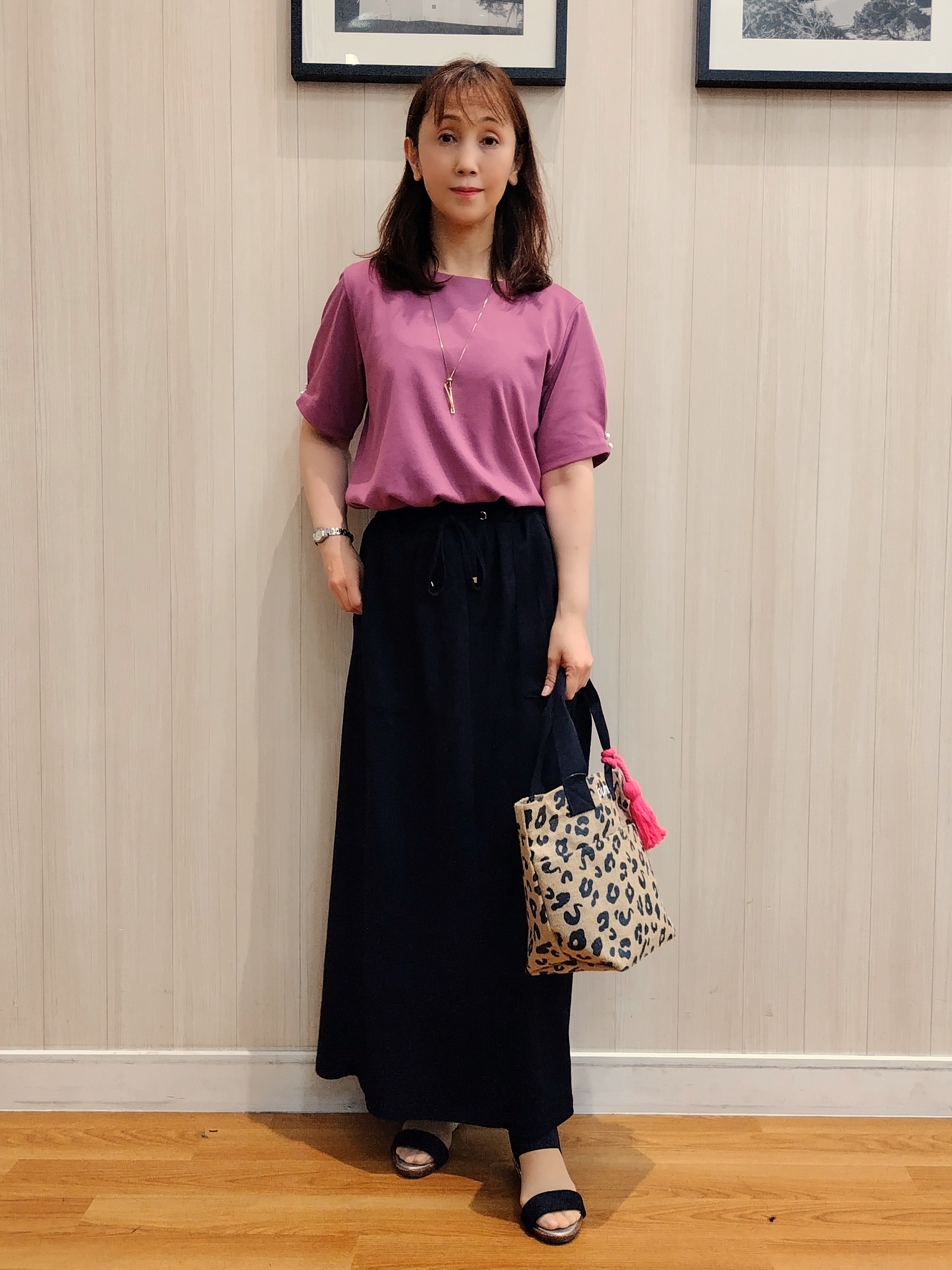 yseさんの「SHOO･LA･RUE｜【2点セット/洗濯機可/S-LL】ネックレス付き お袖パールブラウス」を使ったコーディネート