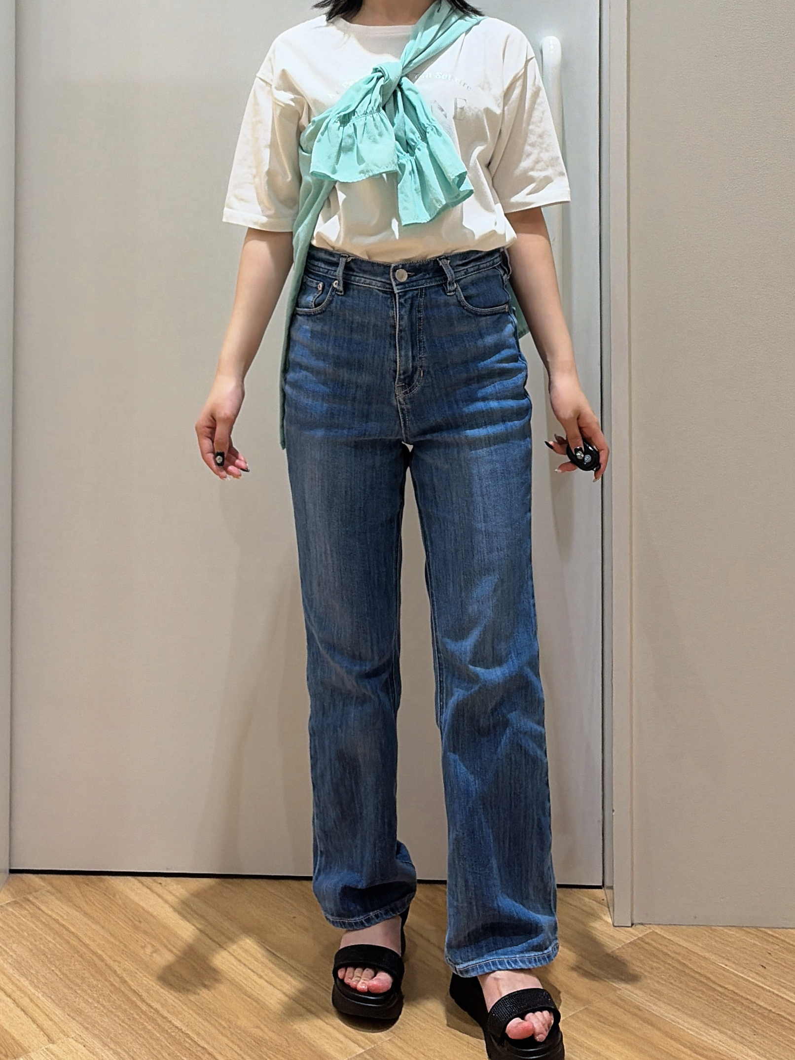 kanonさんの「grove｜【イージーケア】麻混スタンドギャザーシャツ」を使ったコーディネート
