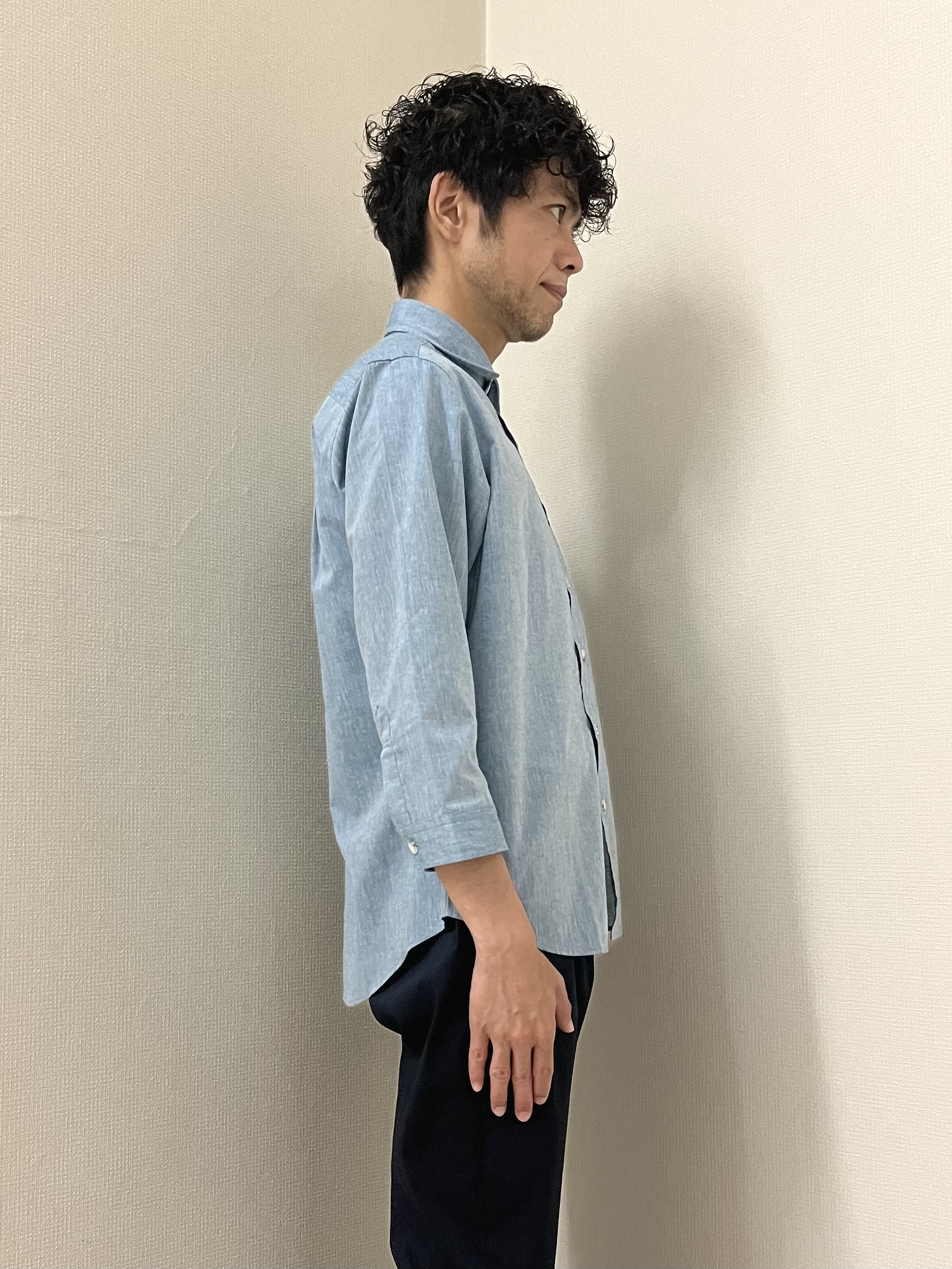 URAさんの「TAKEO KIKUCHI｜【接触冷感】ハイブリッド リネン 七分袖シャツ」を使ったコーディネート