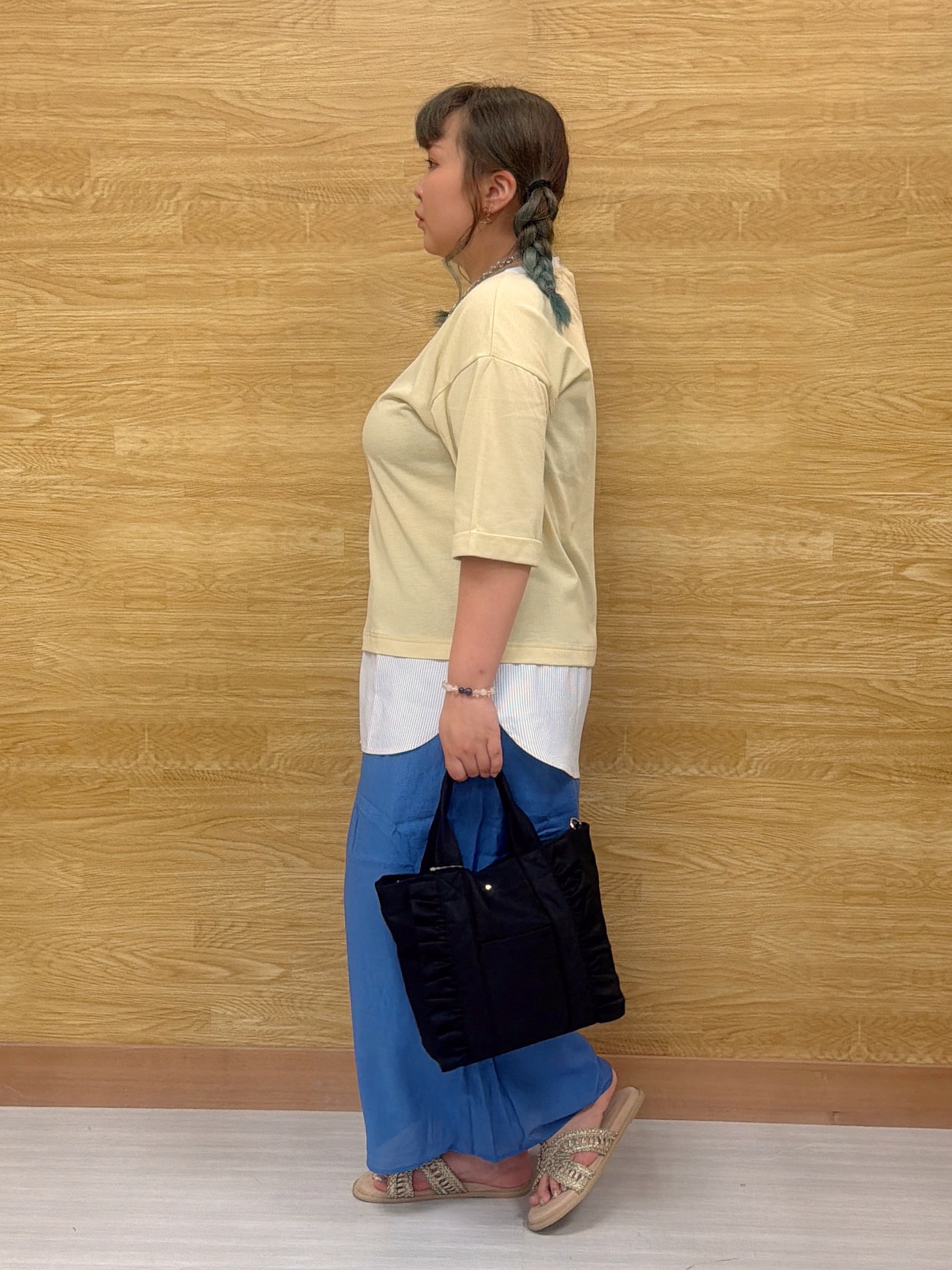 ぁむさんの「SHOO･LA･RUE｜【インせず着られる/二の腕隠れる】重ね着風 シャツドッキングトップス」を使ったコーディネート