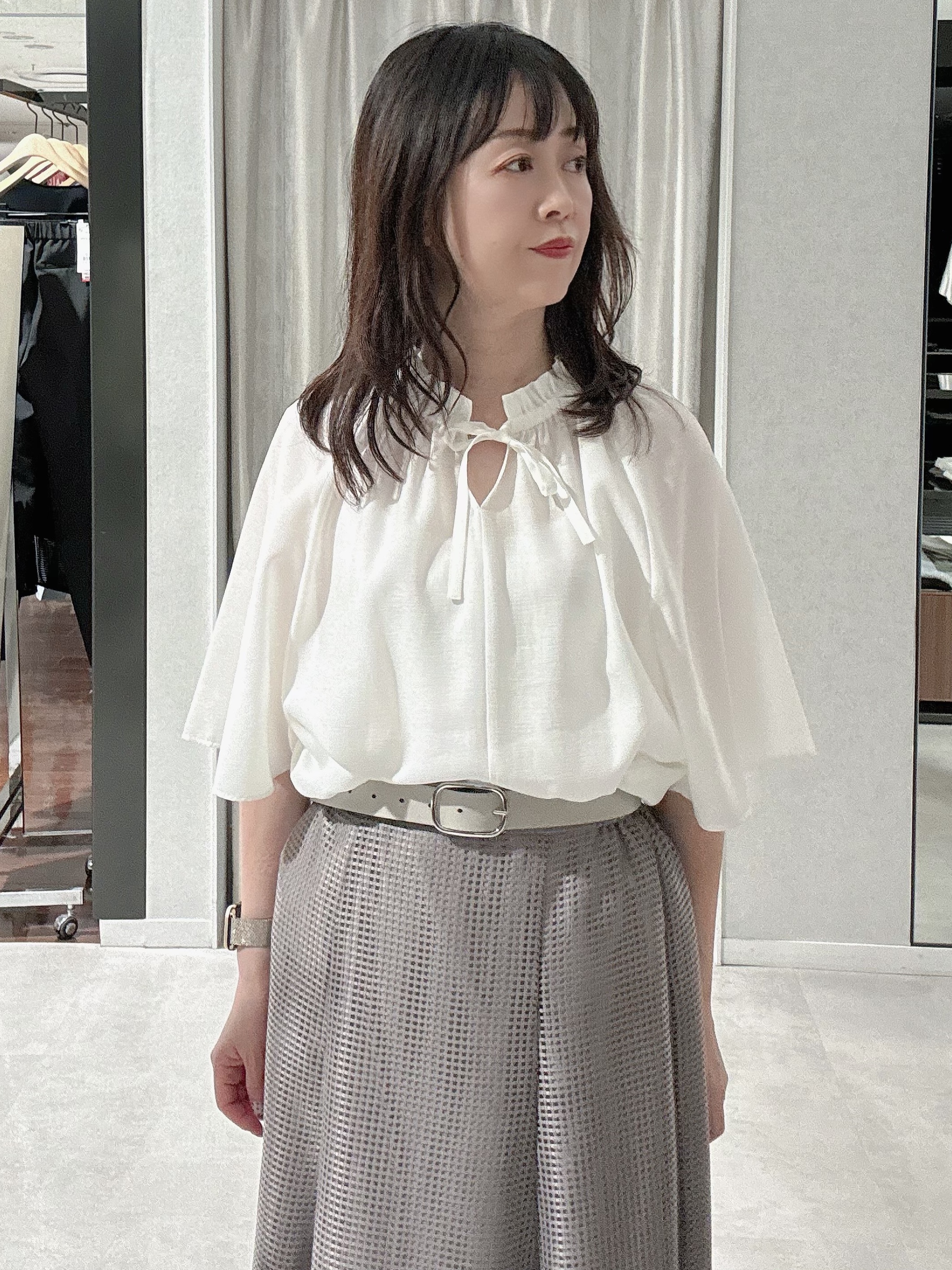makiさんの「UNTITLED｜◆【9色展開/アンサンブル可】コットンクルーネックカーディガン」を使ったコーディネート