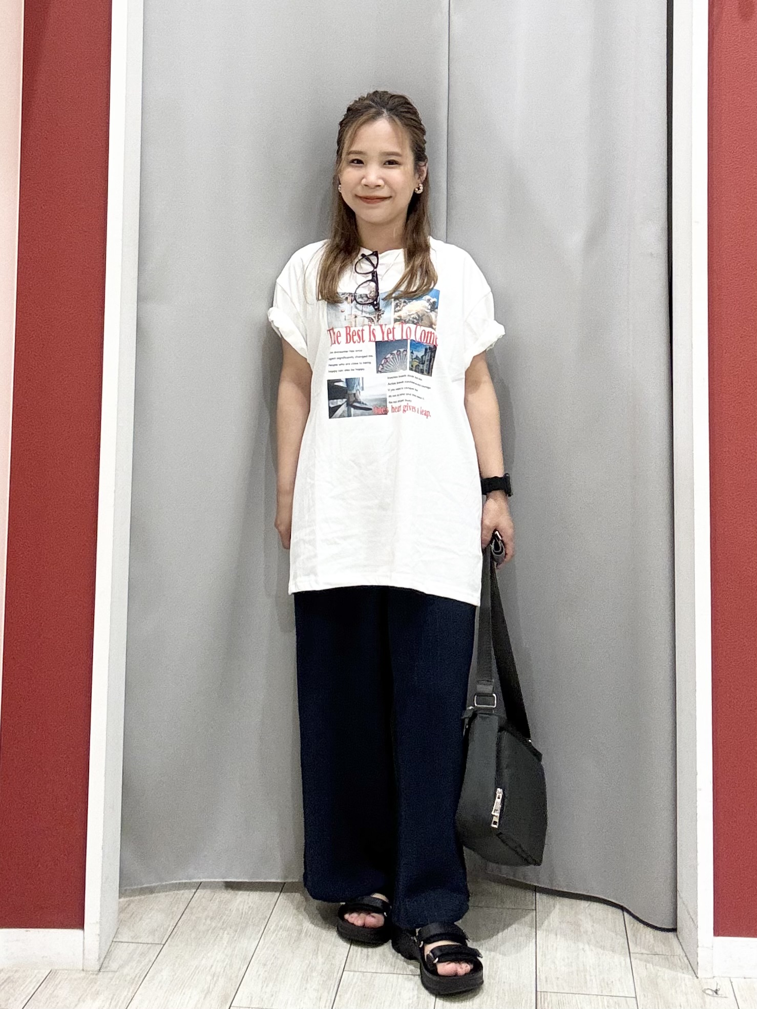 shioさんの「SHOO･LA･RUE｜【S-LL/洗濯機可】選べる4柄　デイリー使いにぴったりな 大人の頼れるTシャツ」を使ったコーディネート