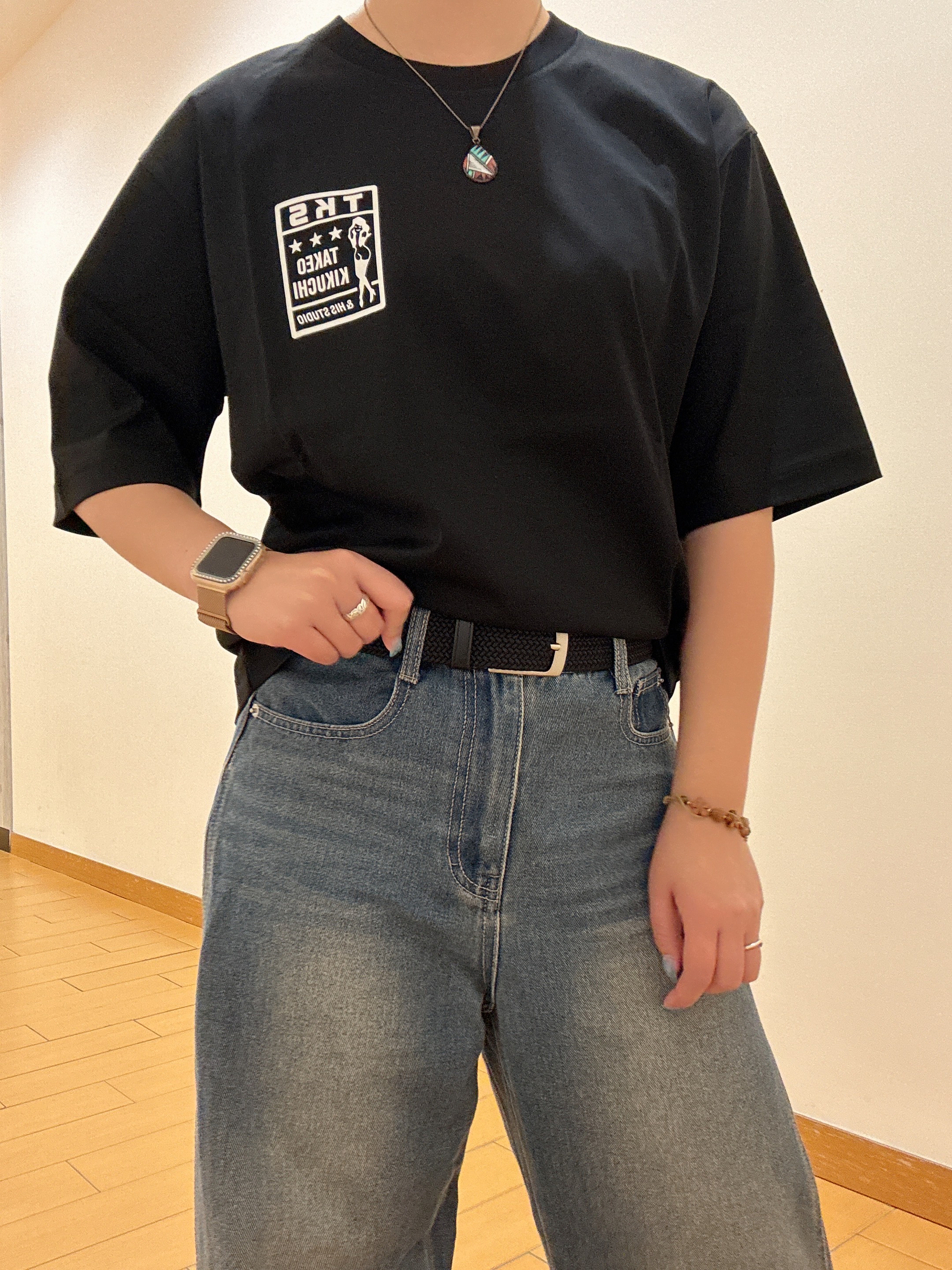 ヒナさんの「TAKEO KIKUCHI｜【BOWLER HAT LABEL】アイスクリアコットン ラッキーセブン 半袖Tシャツ」を使ったコーディネート