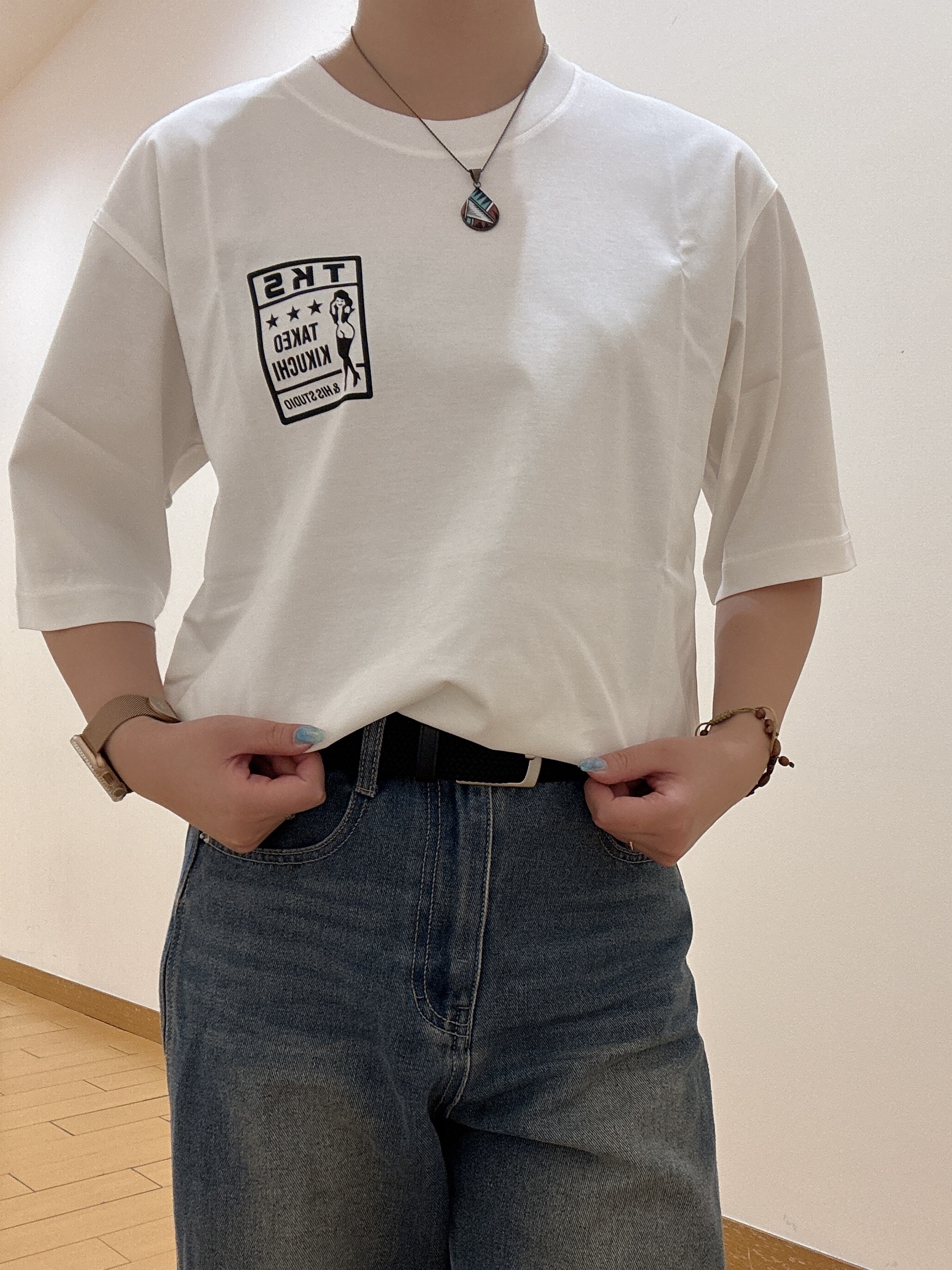 ヒナさんの「TAKEO KIKUCHI｜【BOWLER HAT LABEL】アイスクリアコットン ラッキーセブン 半袖Tシャツ」を使ったコーディネート