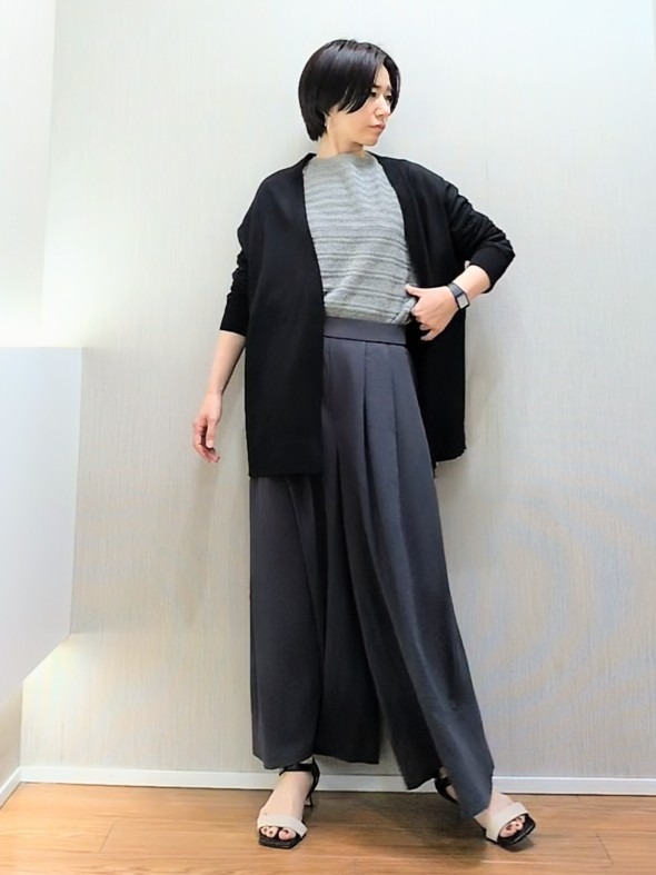 ミズタさんの「UNTITLED｜◆メッシュ柄ボーダーニット」を使ったコーディネート
