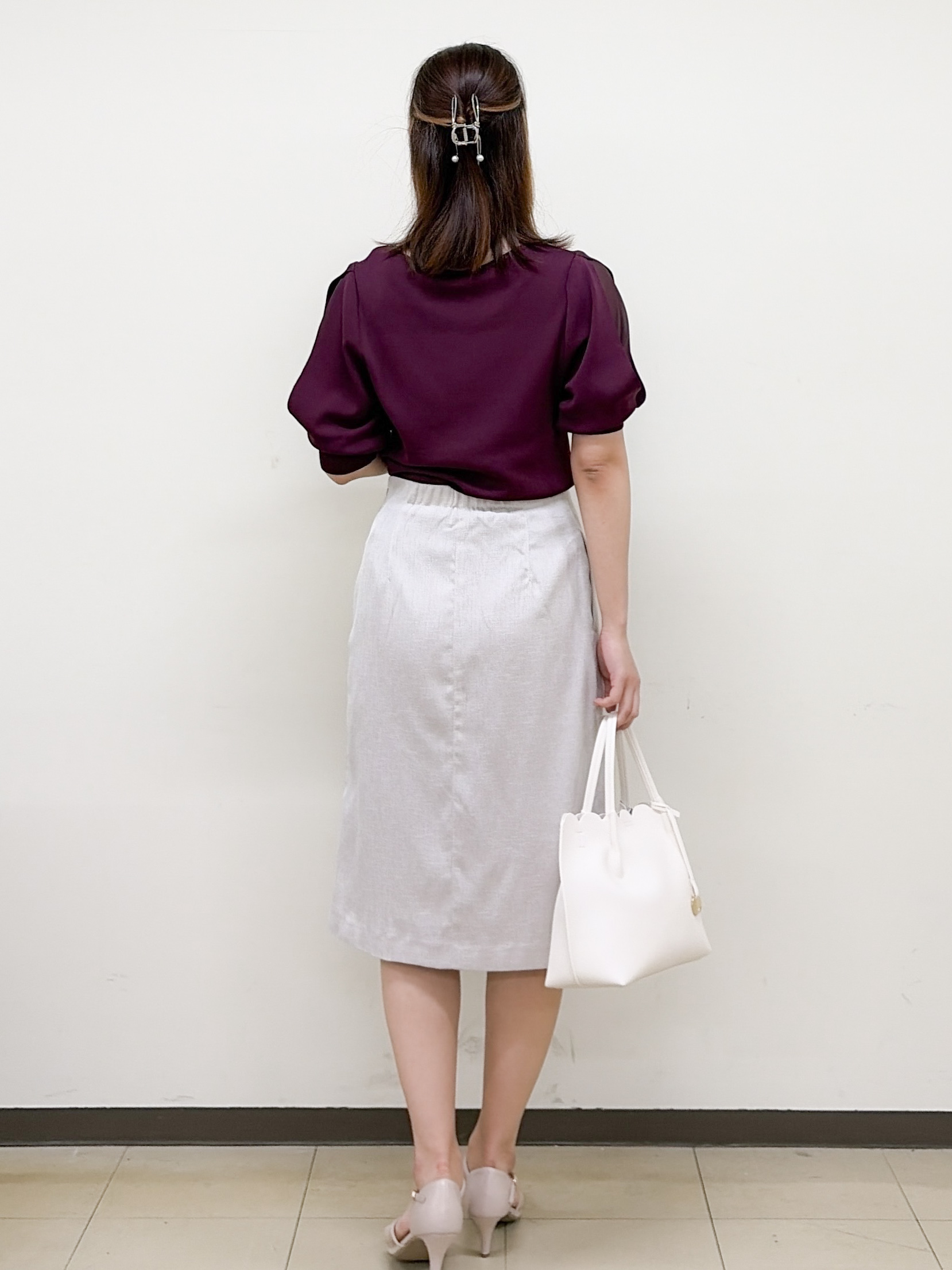 yurinaさんの「index｜【接触冷感／UVケア】クールタッチラップスリーブニット《洗濯機OK／XS～3L／9col》」を使ったコーディネート