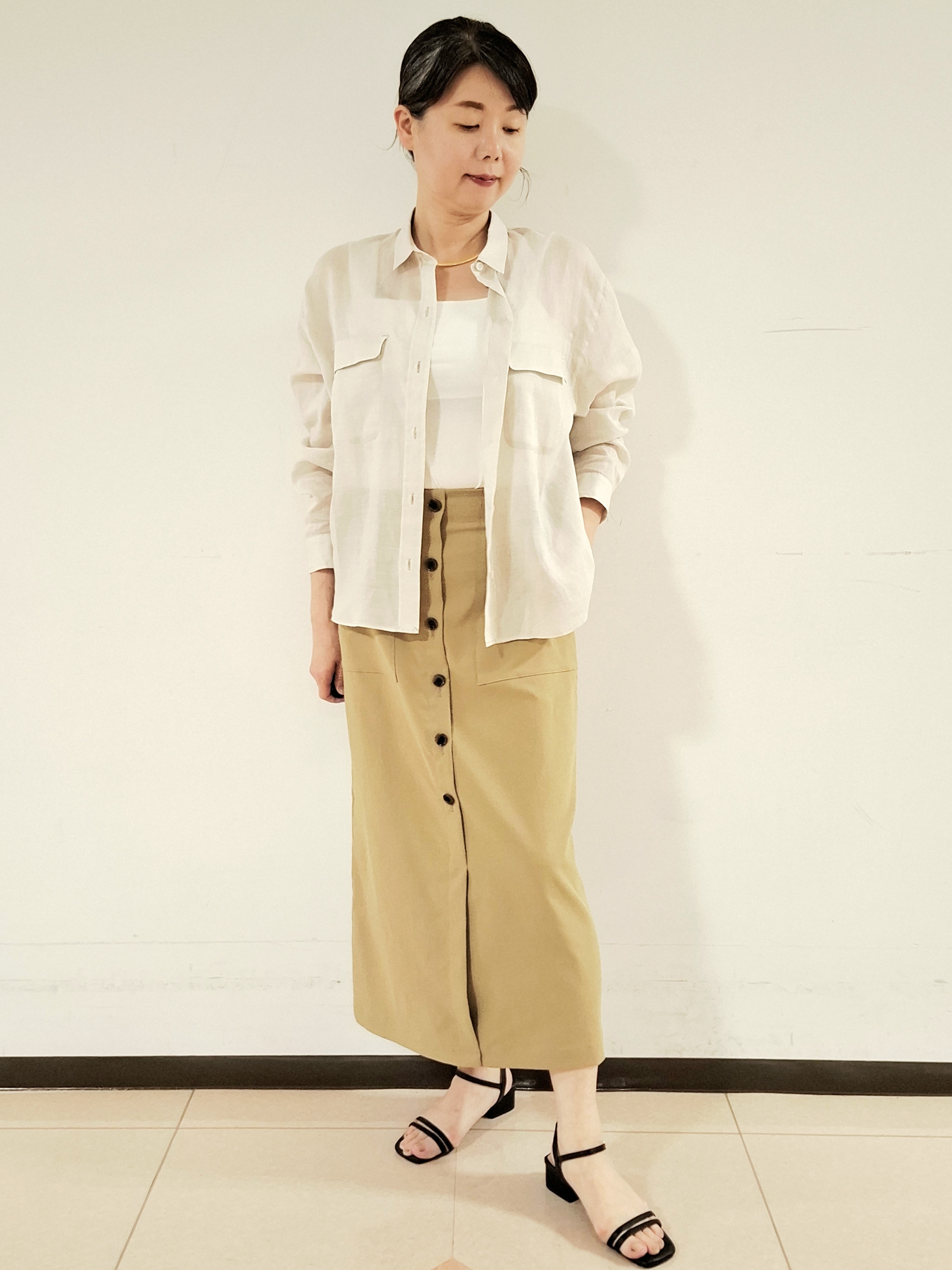 ねぎさんの「UNTITLED｜【接触冷感】ドライタッチシャツ」を使ったコーディネート
