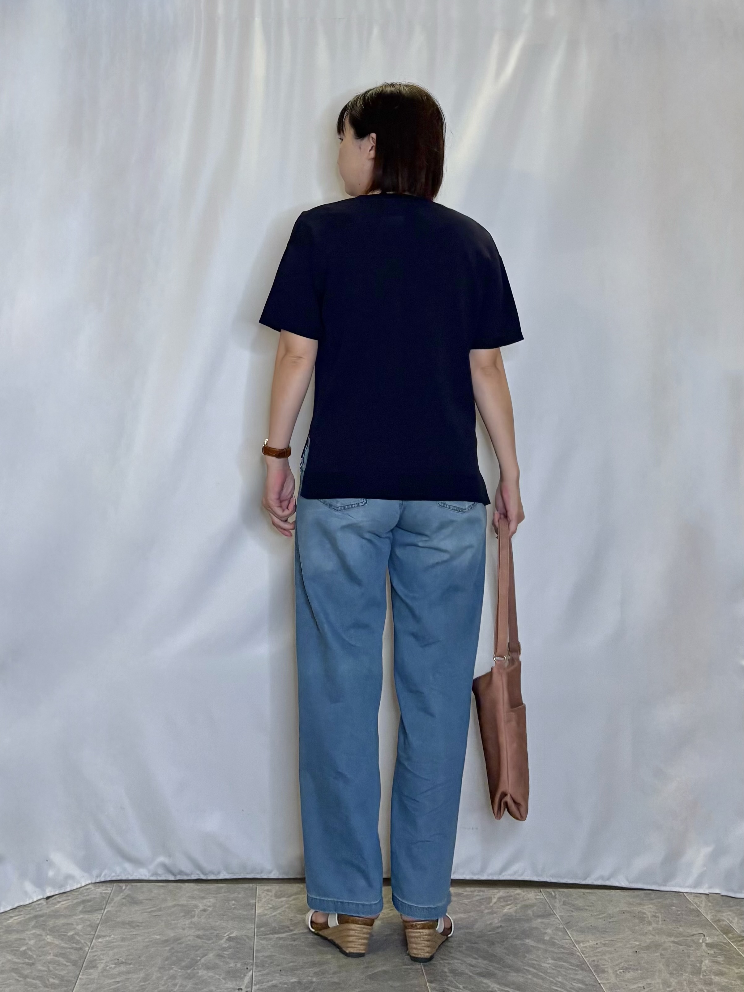ネリさんの「SHOO･LA･RUE｜【UV/洗濯機可/S-LL】毛玉になりにくい シャツレイヤード風でこなれ見え 半袖ニット」を使ったコーディネート