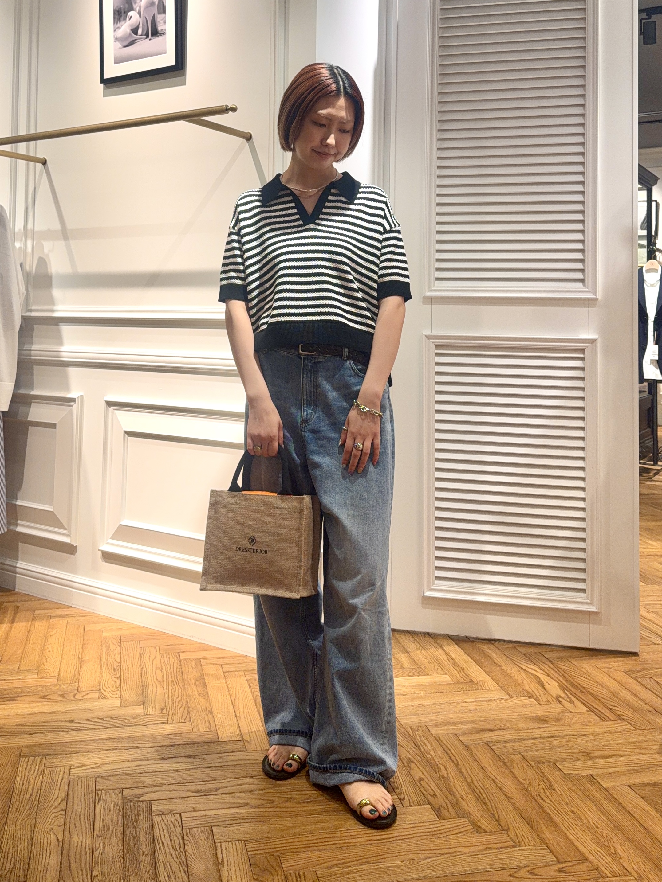 renaさんの「DRESSTERIOR｜◆ウォッシャブルスキッパークロップドニット」を使ったコーディネート