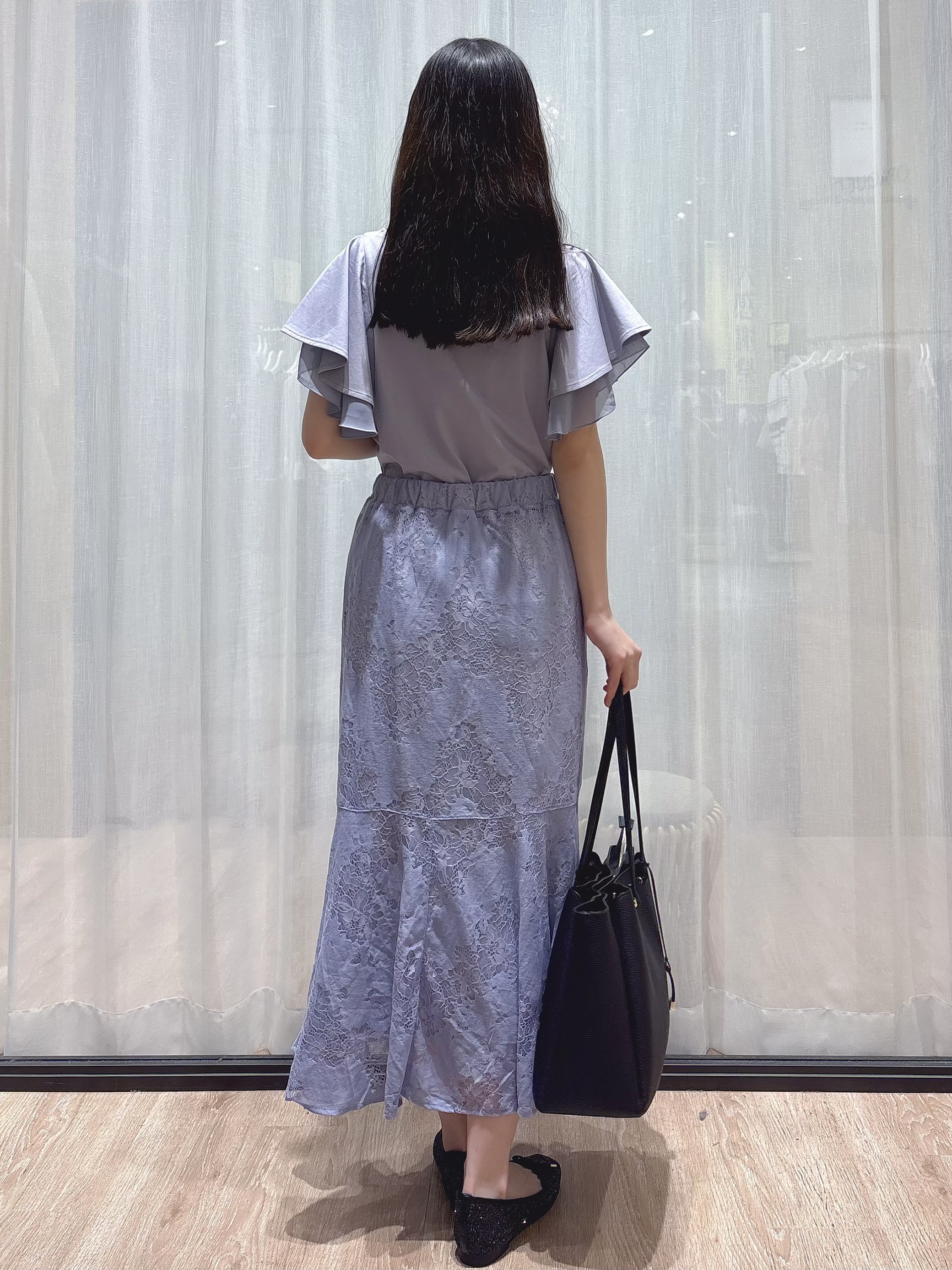 ぞうげさんの「OPAQUE.CLIP｜【接触冷感／UVケア】シフォンフリルドッキングトップス《洗濯機OK》」を使ったコーディネート