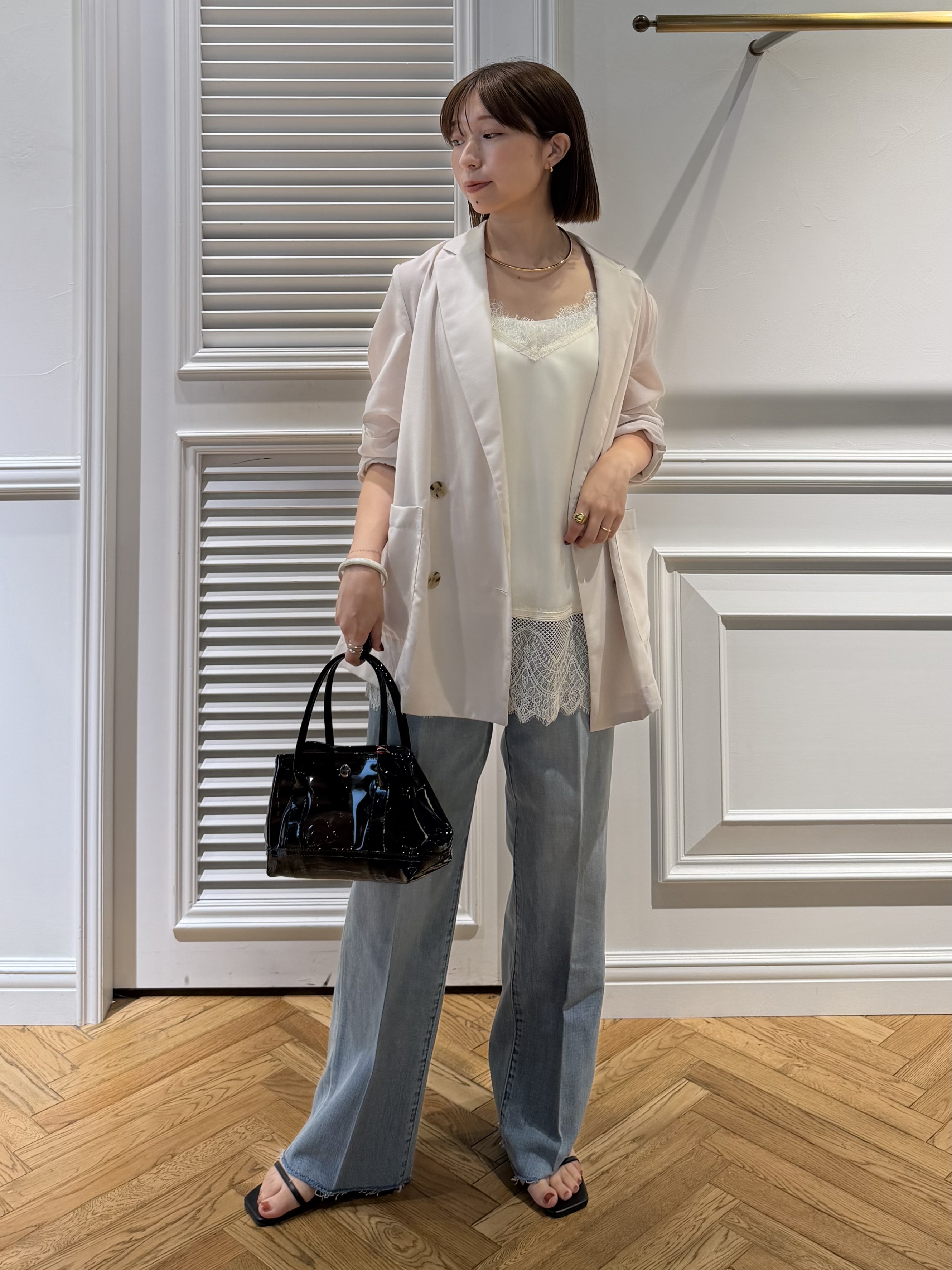 つじ まこさんの「DRESSTERIOR｜レースドッキングキャミソール」を使ったコーディネート