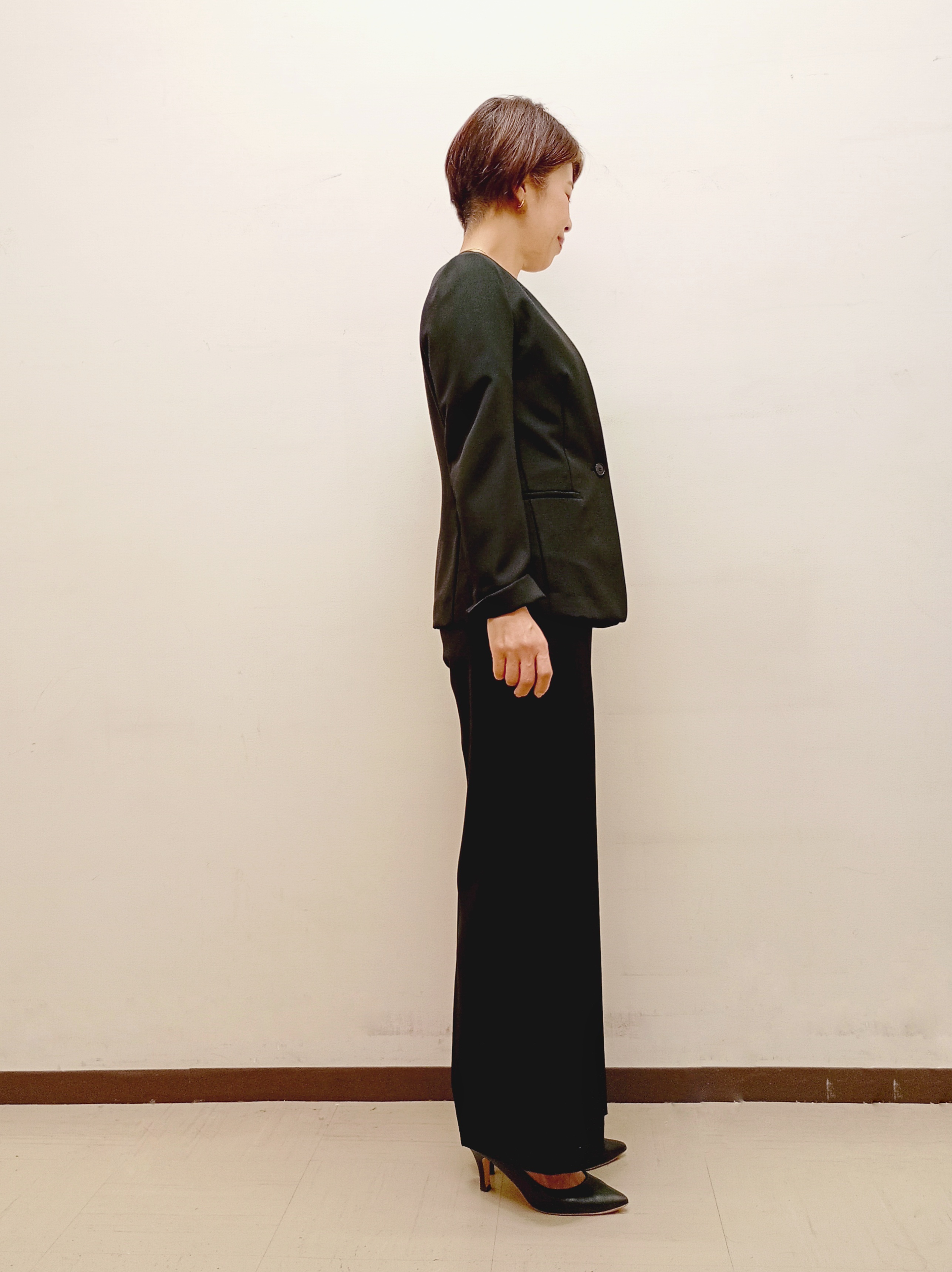 Kさんの「INDIVI｜【定番スーツ／UVケア／洗える】ウール調ノーカラージャケット」を使ったコーディネート