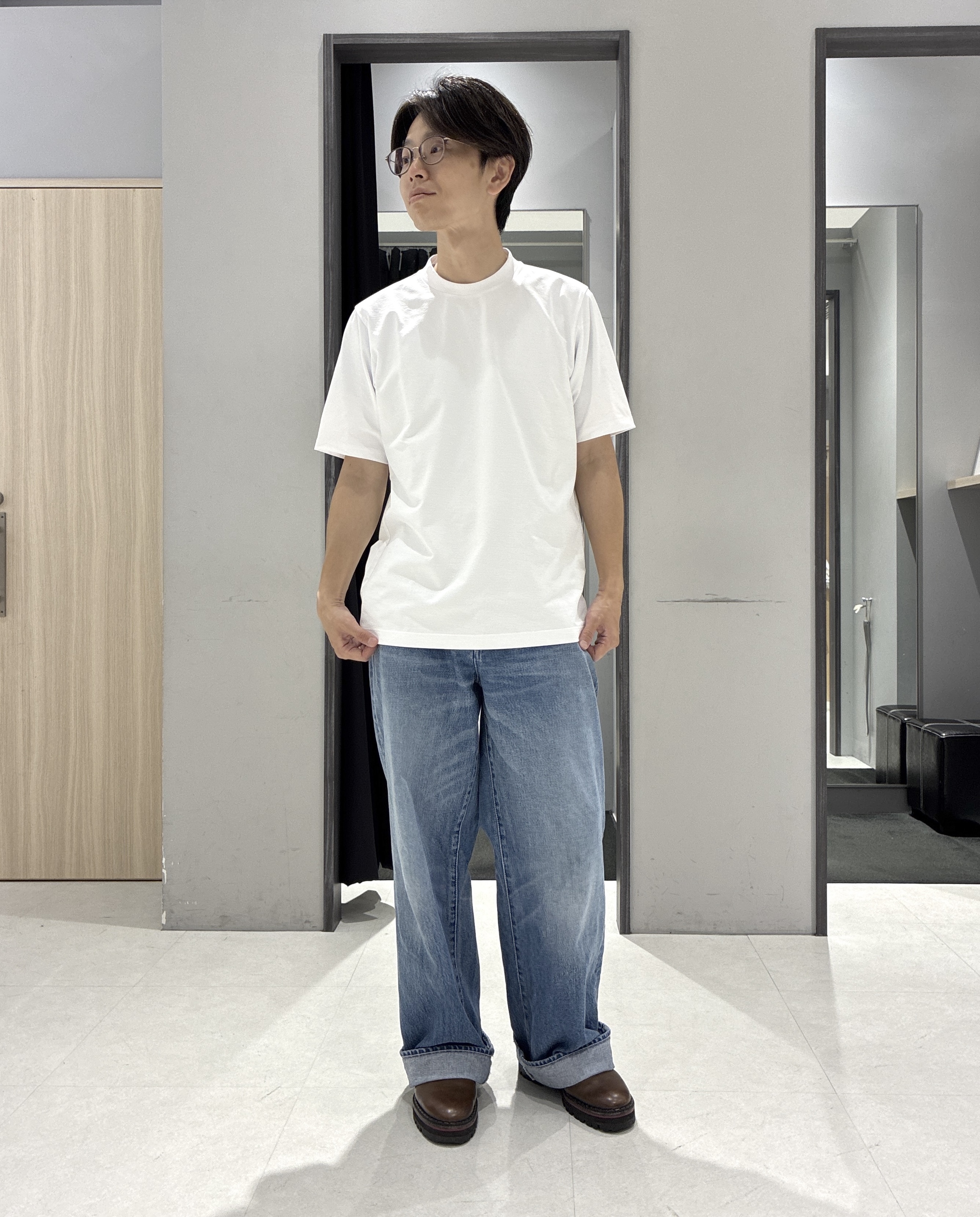 わいずみさんの「TAKEO KIKUCHI｜【接触冷感】アイスクリアコットン ワンポイント ポロシャツ」を使ったコーディネート