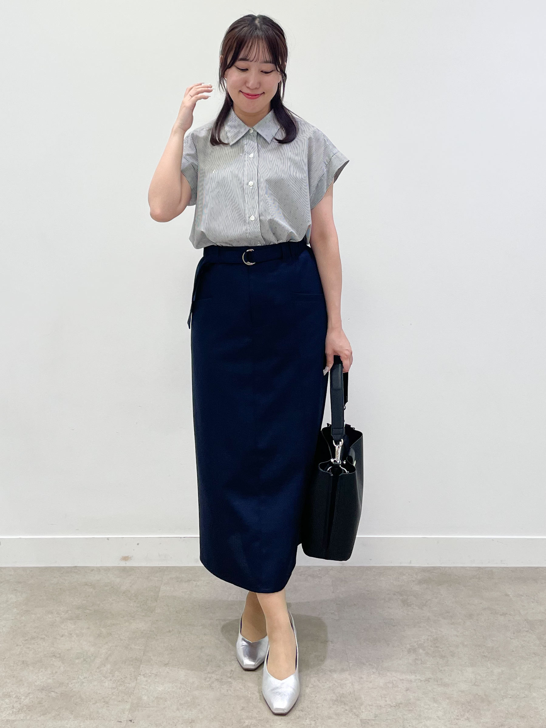 yukariさんの「Reflect｜【接触冷感】フレンチスリーブシャツブラウス」を使ったコーディネート