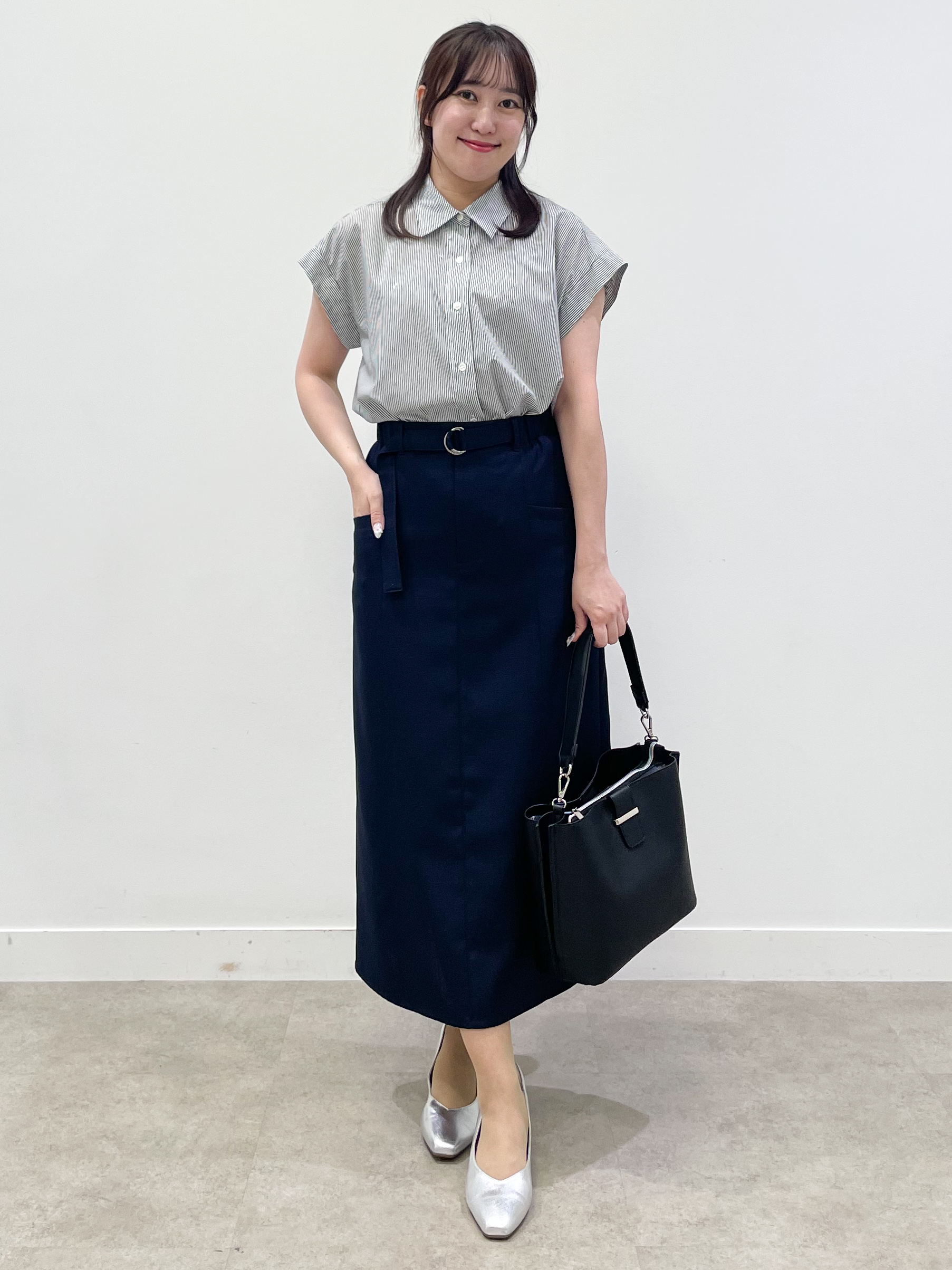 yukariさんの「Reflect｜【接触冷感】フレンチスリーブシャツブラウス」を使ったコーディネート