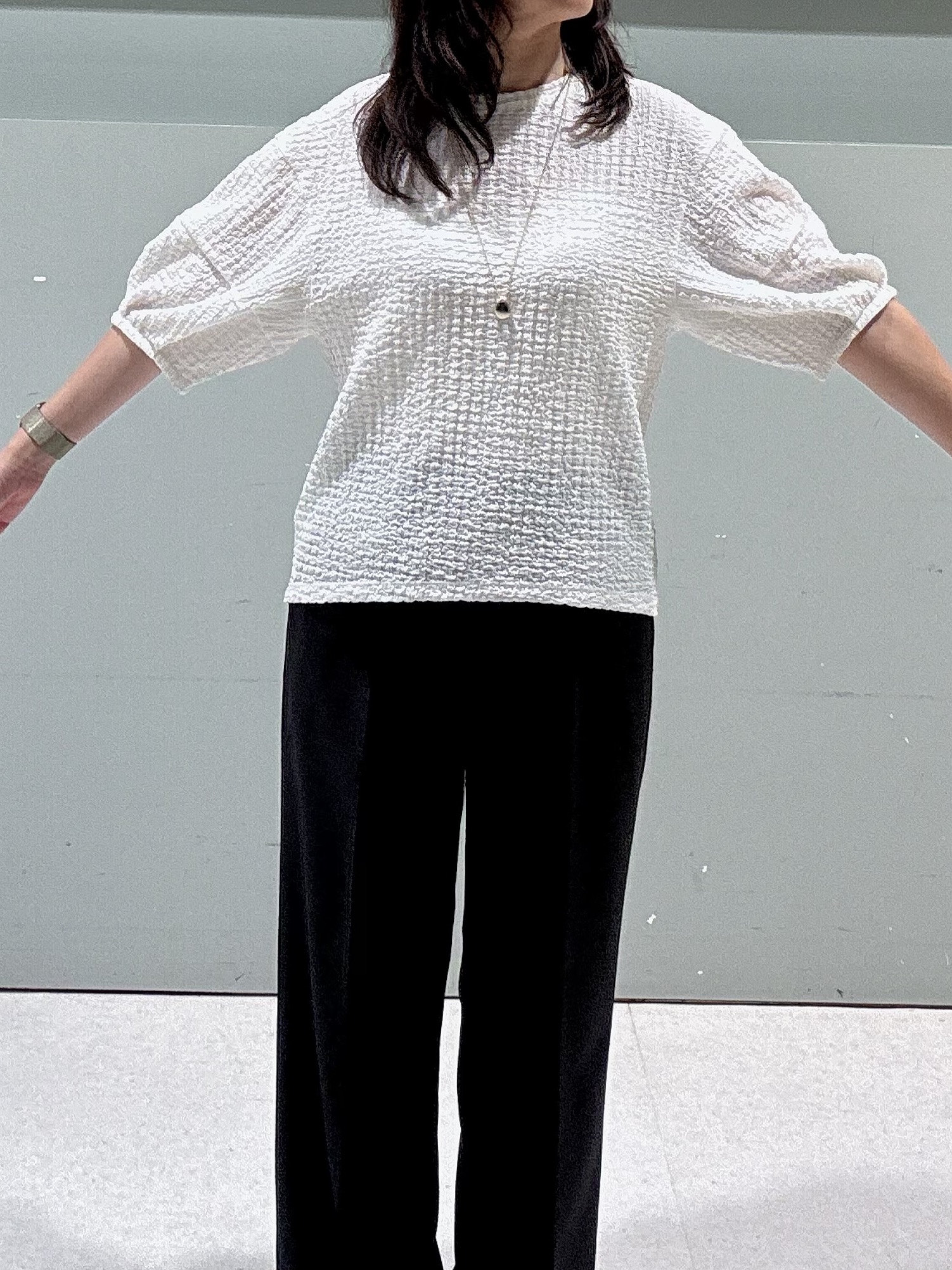 makiさんの「UNTITLED｜◆【UV/接触冷感/セットアップ可】スラブワイドパンツ」を使ったコーディネート