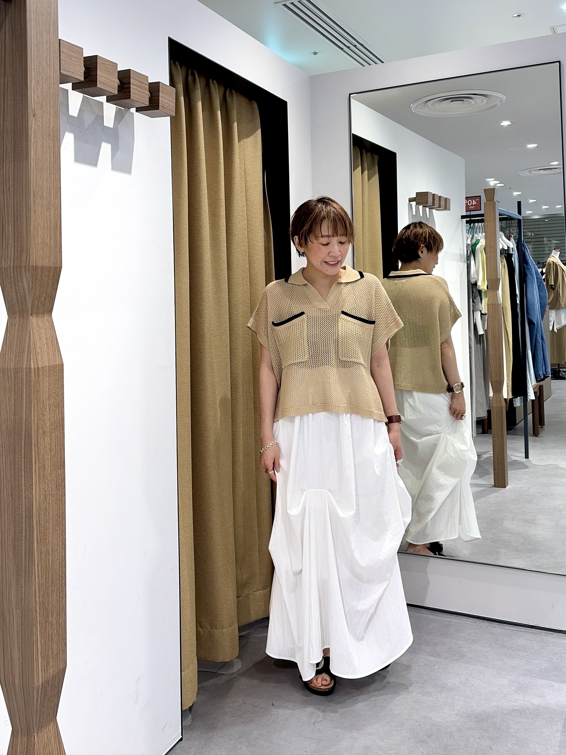 mari_831さんの「INDIVI｜メッシュポロドルマンニット」を使ったコーディネート