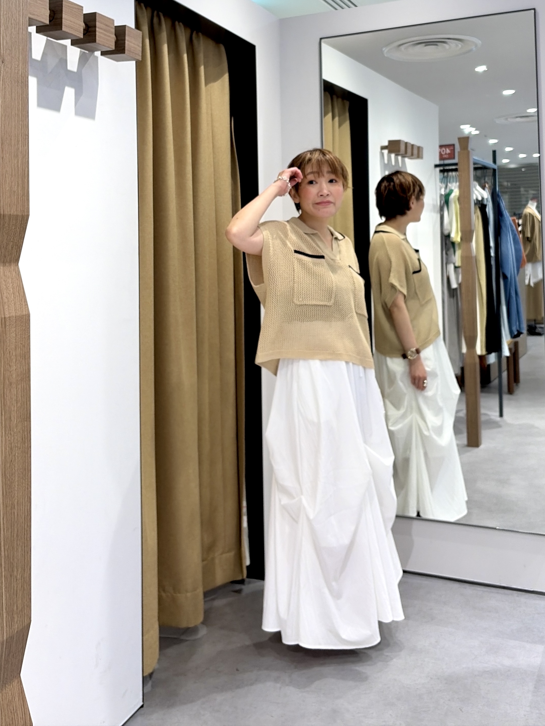 mari_831さんの「INDIVI｜メッシュポロドルマンニット」を使ったコーディネート