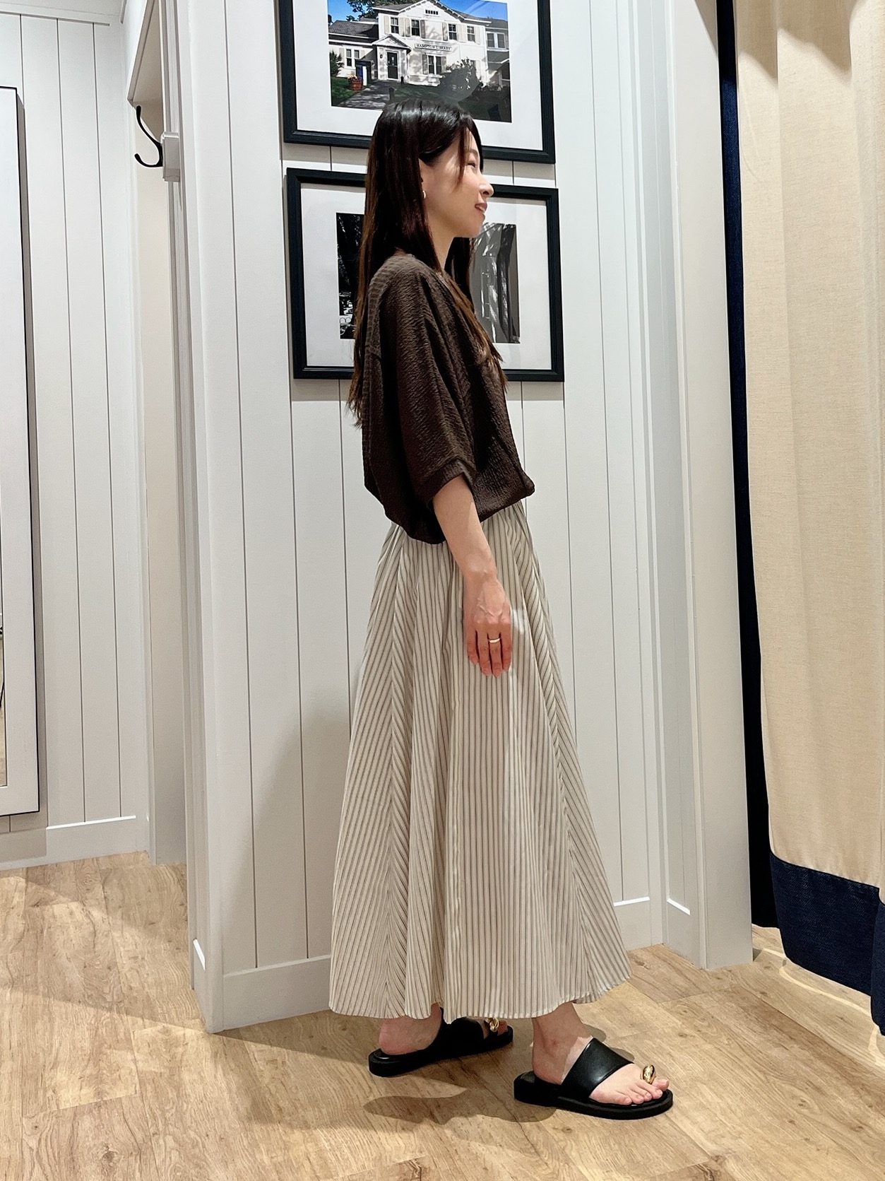 mihoさんの「Dessin｜シュリンクジャージ カットソー」を使ったコーディネート