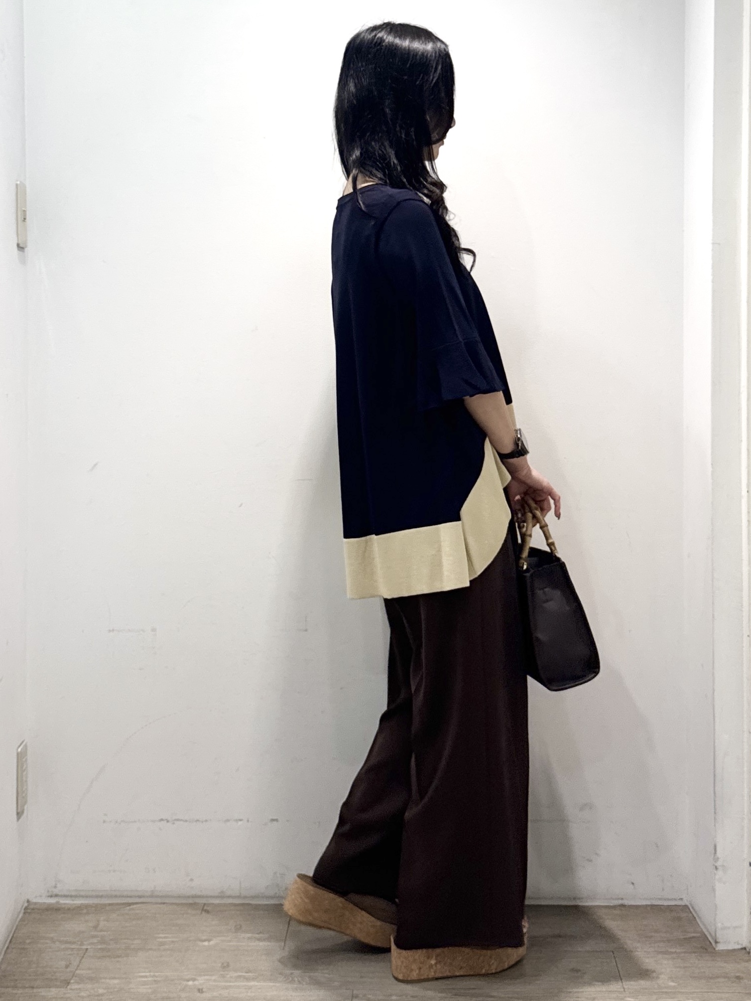 yuicciさんの「OPAQUE.CLIP｜【UV／遮熱性】配色フレアシルエットニット《洗濯機OK》」を使ったコーディネート
