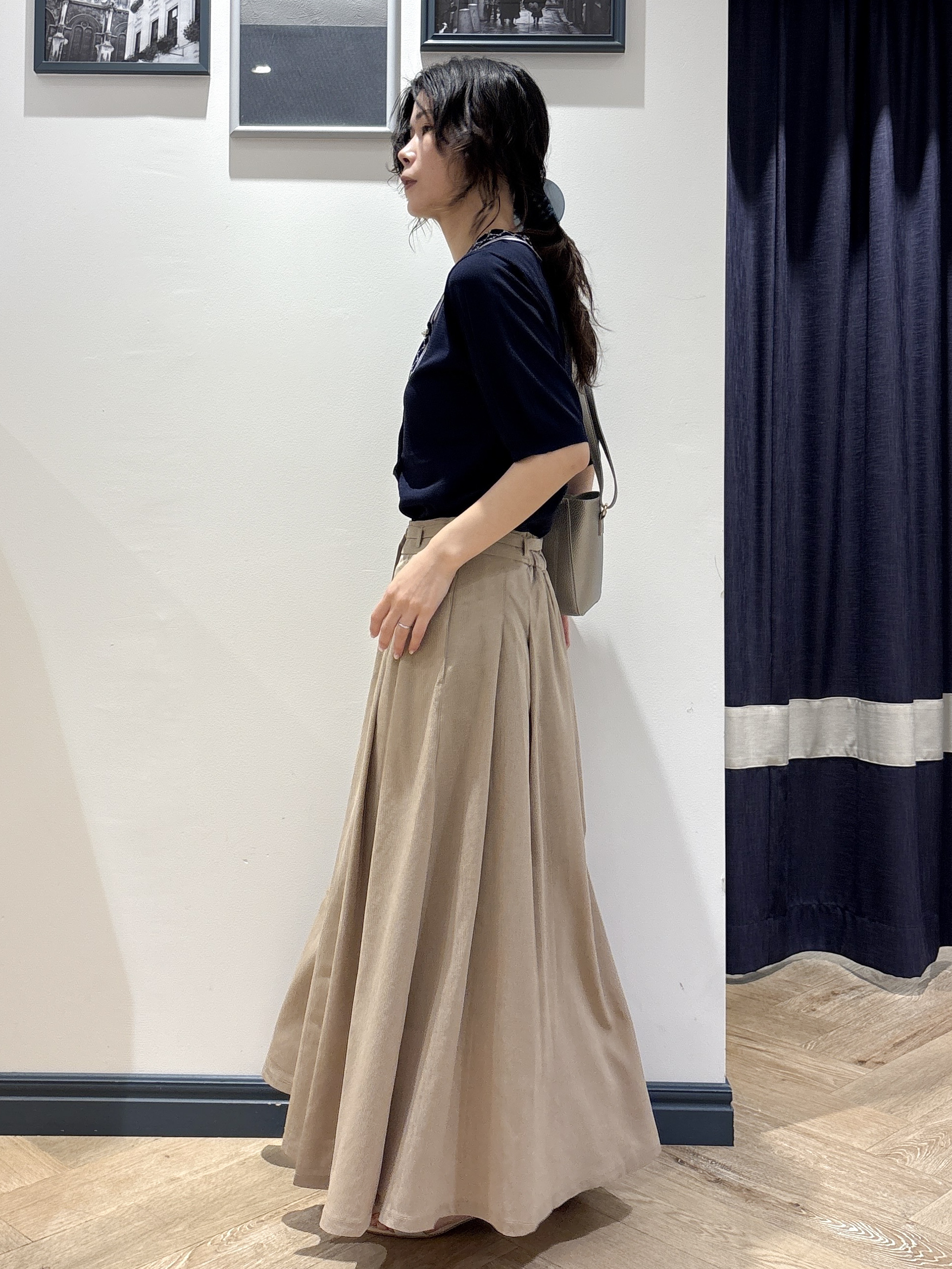 ayakaさんの「grove｜【大人気アイテム5分袖で登場！】スカーフ柄ボウタイ五分袖ニットプルオーバ―」を使ったコーディネート