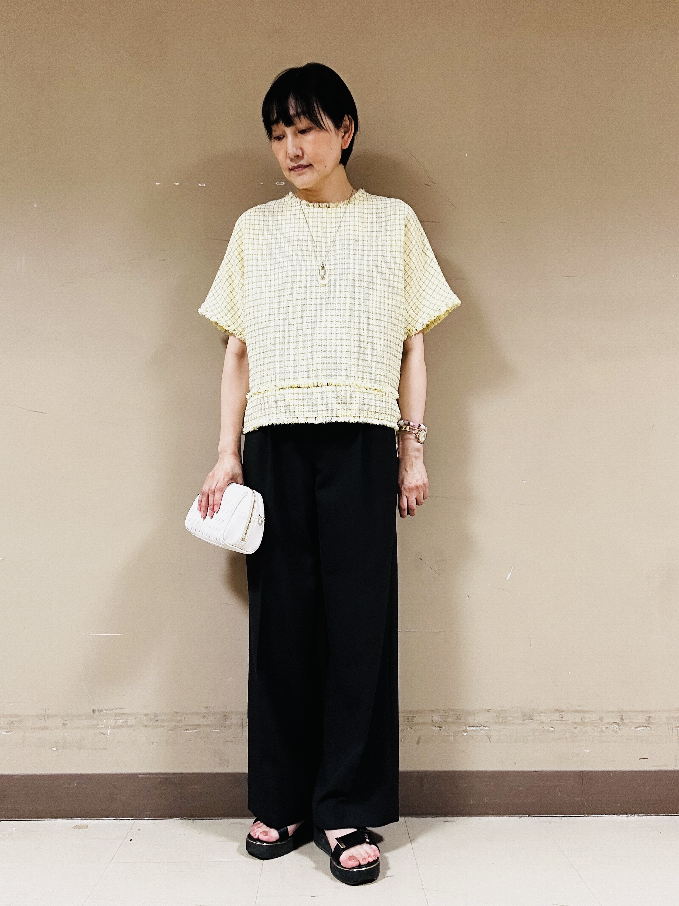 naoさんの「UNTITLED｜◆ファンシーツイードブラウス」を使ったコーディネート