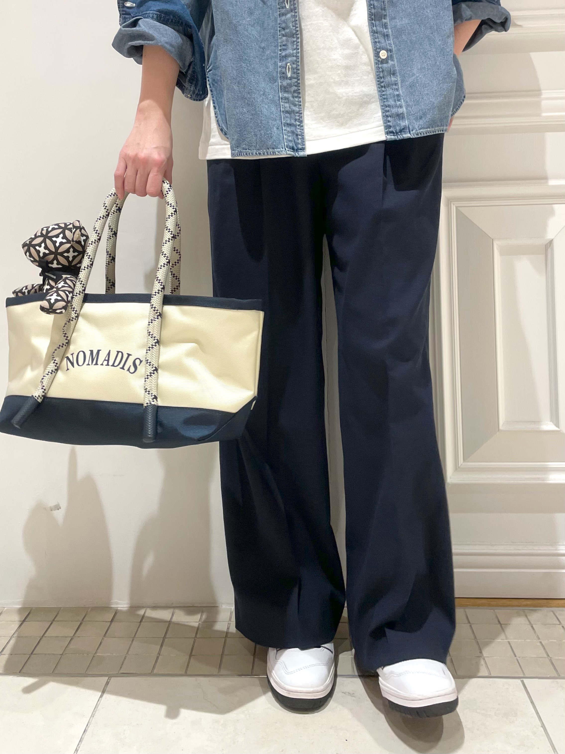 makiさんの「DRESSTERIOR｜【吸水速乾/セットアップ可】リネンブレンドオックス ワイドパンツ」を使ったコーディネート