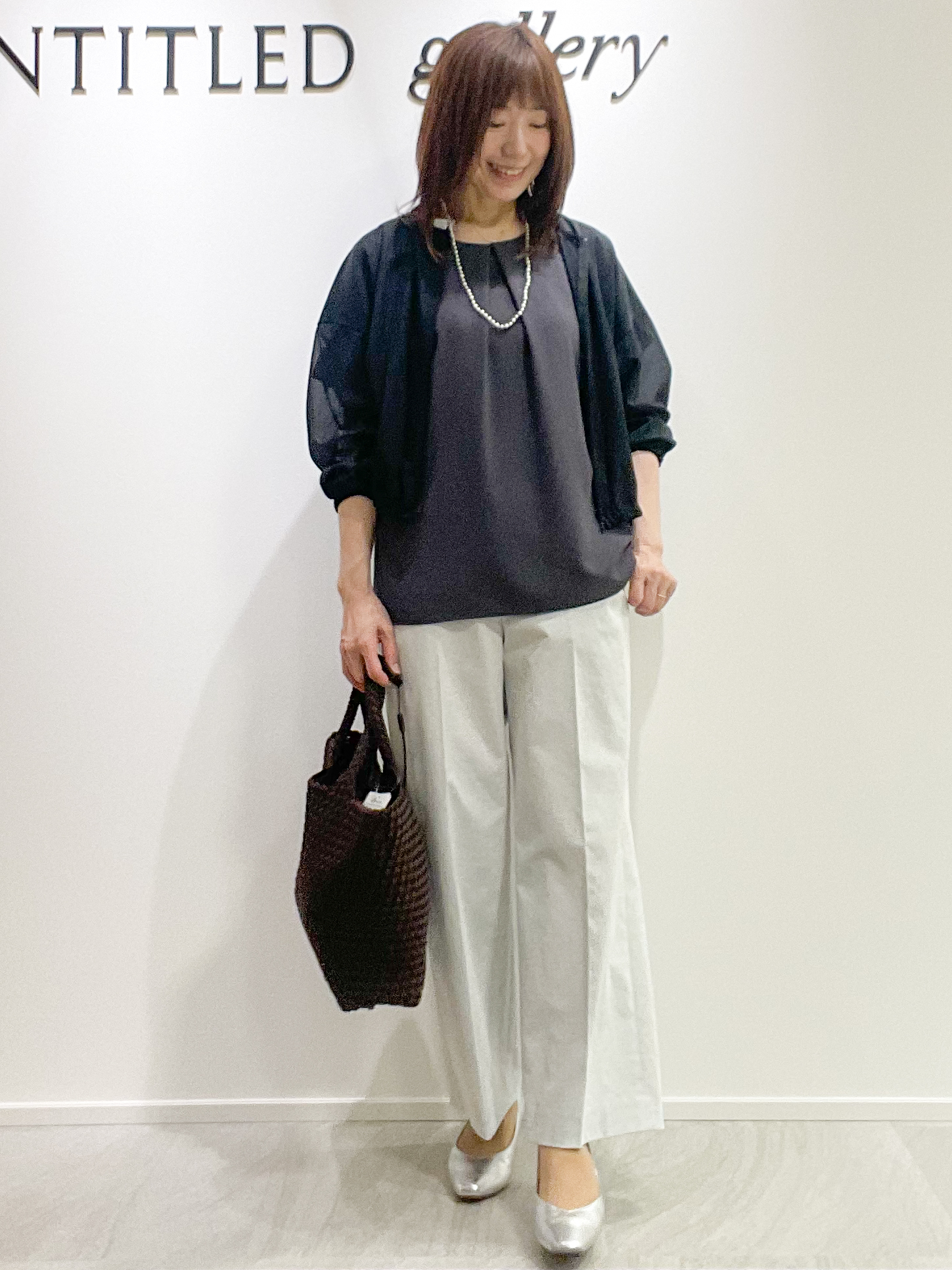 めいさんの「UNTITLED｜【秋羽織り/ジップ】トリコットシアーブラウス」を使ったコーディネート