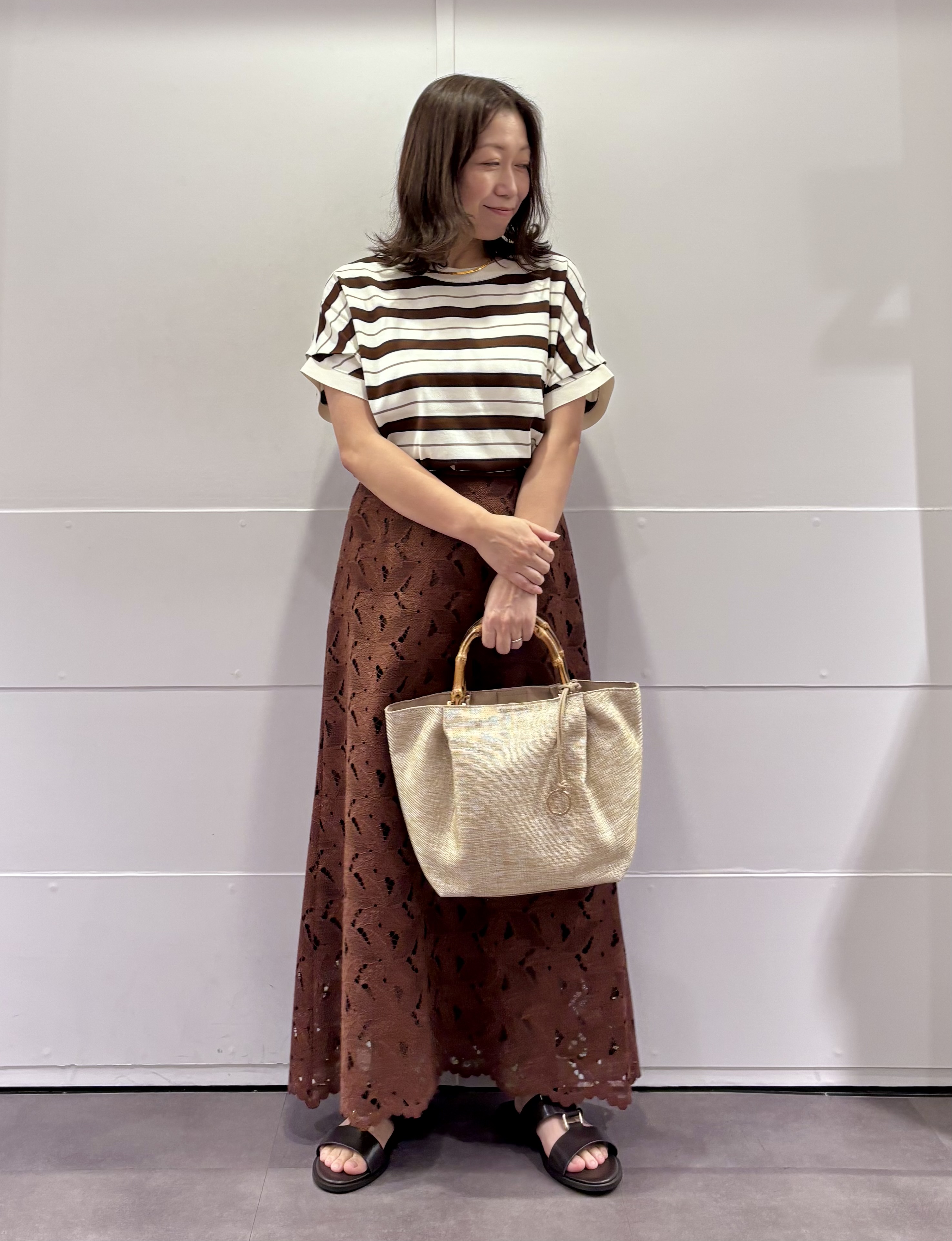 TOKOさんの「UNTITLED｜【すっきり秋羽織り/前開きボタン】ドライタッチ5分袖カーディガン」を使ったコーディネート