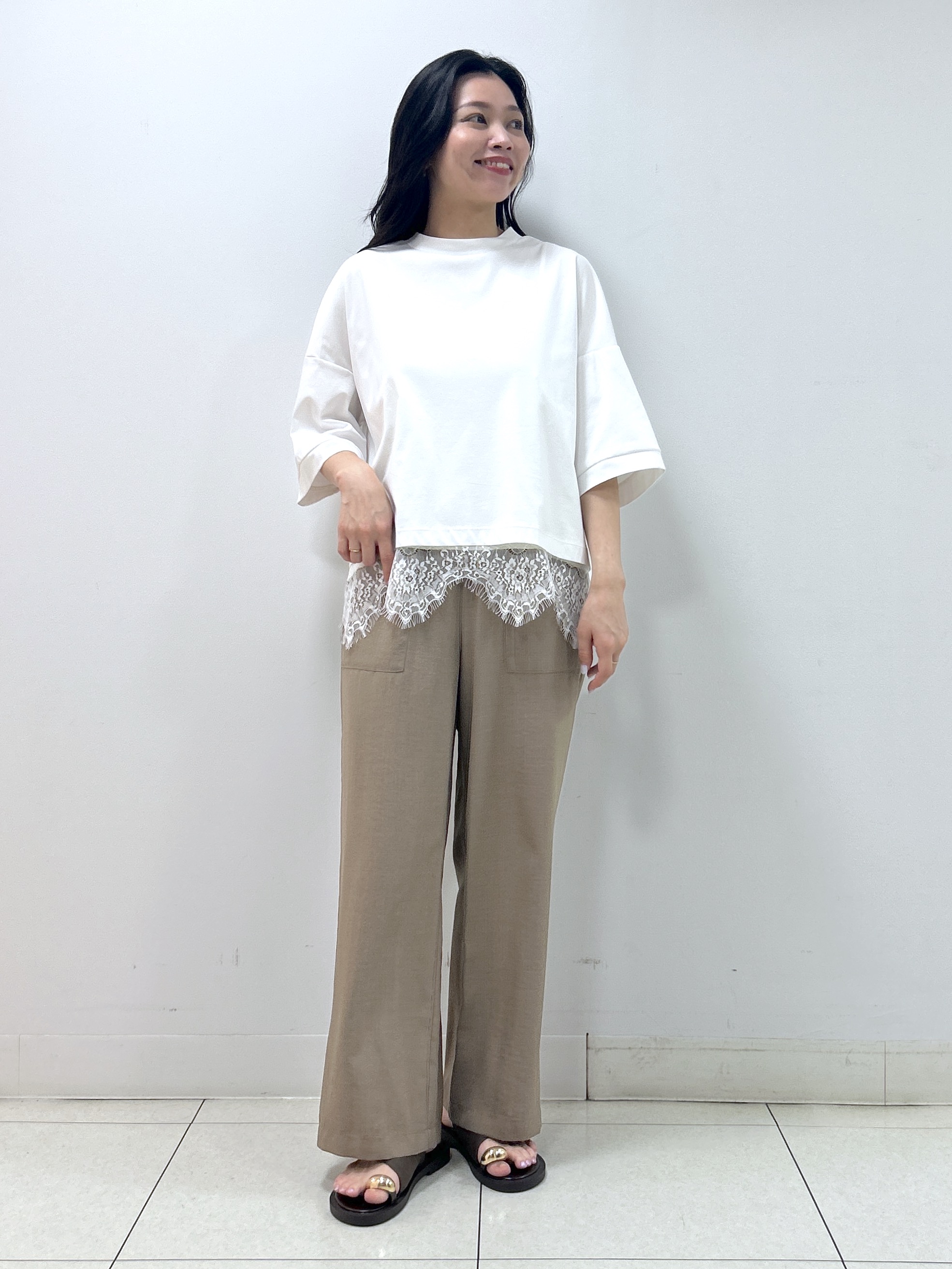 Kaiさんの「Dessin｜【体型カバー】美光沢カットソーボクシーシルエット」を使ったコーディネート