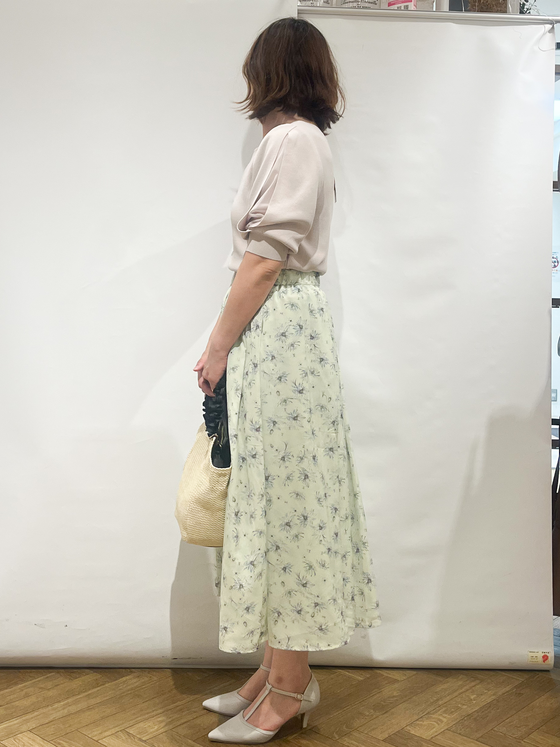 fumiさんの「index｜【接触冷感／UVケア】クールタッチラップスリーブニット《洗濯機OK／XS～3L／9col》」を使ったコーディネート