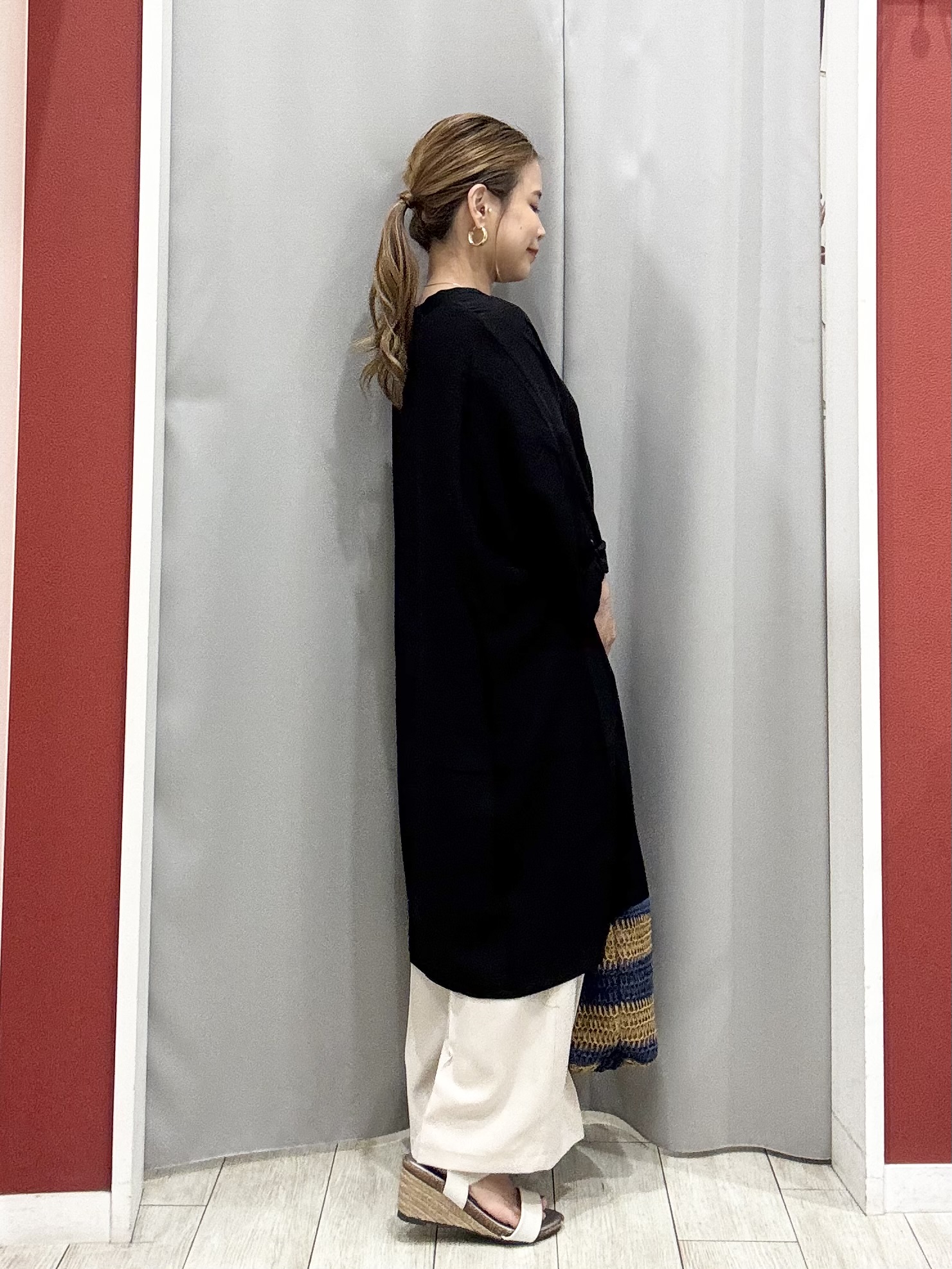 shioさんの「SHOO･LA･RUE｜【S-LL/洗濯後しわになりにくい】ゆるっと体型カバー 7分袖コクーンチュニック」を使ったコーディネート