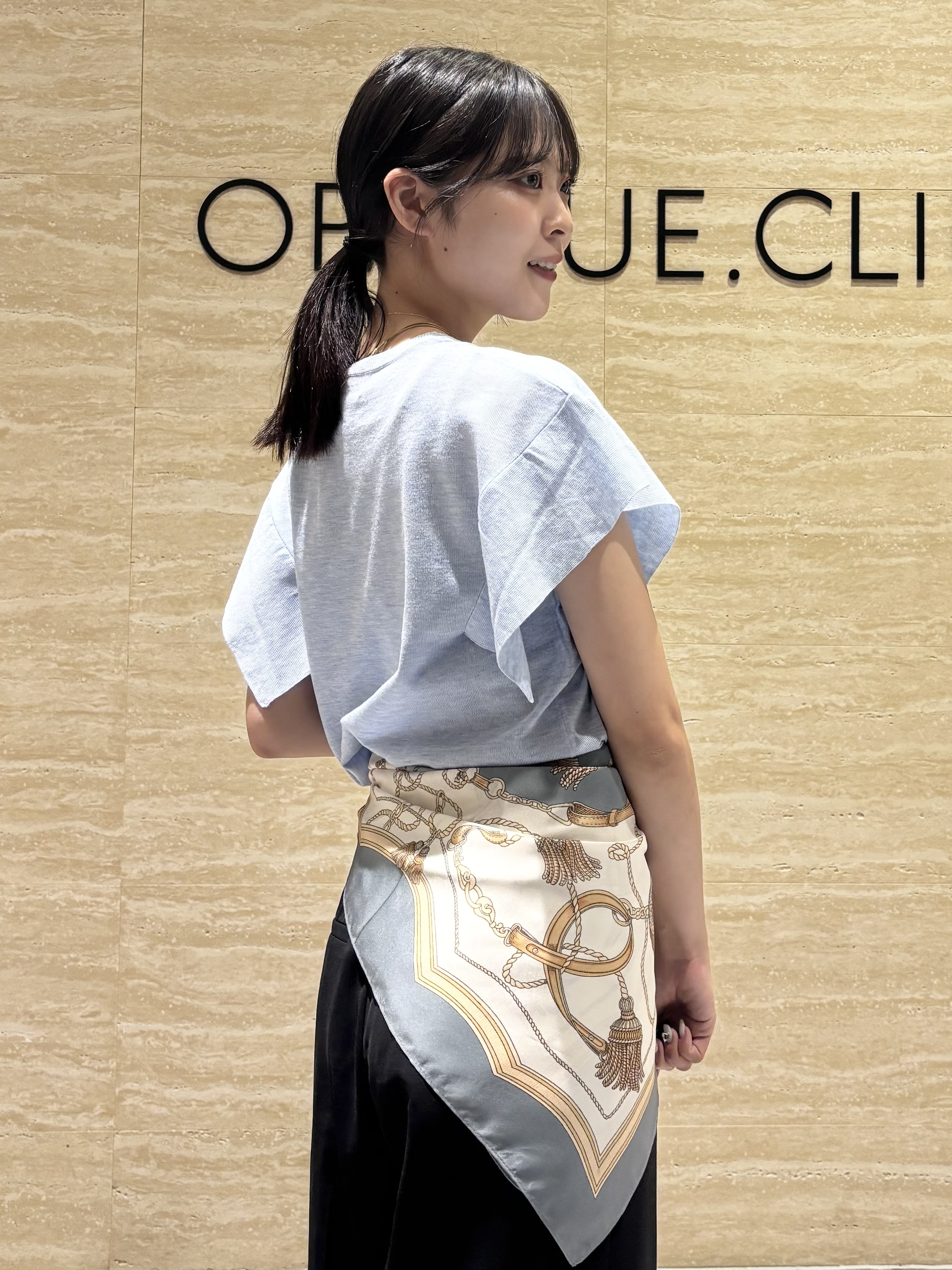 Ririkaさんの「OPAQUE.CLIP｜『STORY Web7月掲載』ドライタッチラメニット《UV／洗える／6col》」を使ったコーディネート