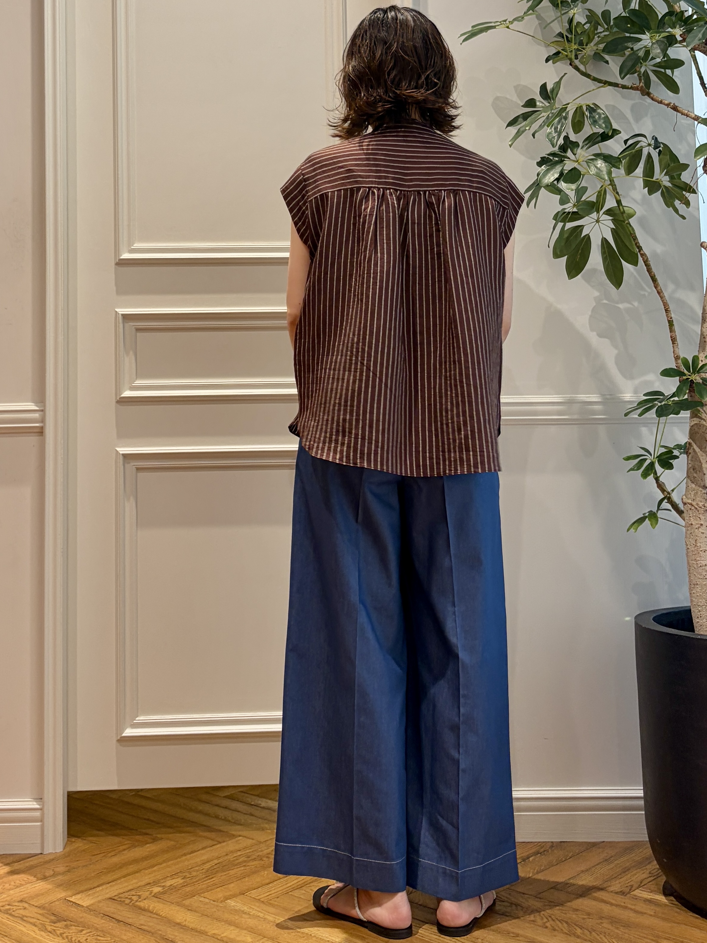 nakaoさんの「DRESSTERIOR｜ストライプフレンチスリーブフリルブラウス」を使ったコーディネート