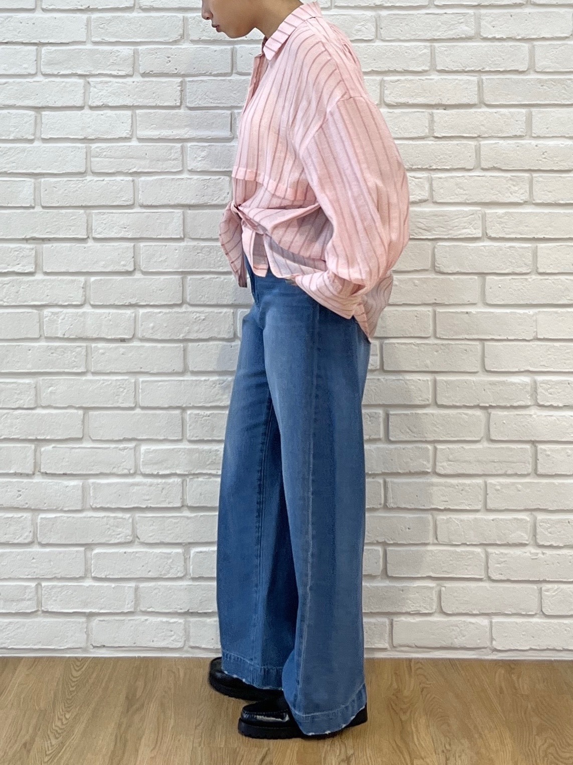 Harukaさんの「INDIVI｜シアーストライプ 切替タックシャツ」を使ったコーディネート