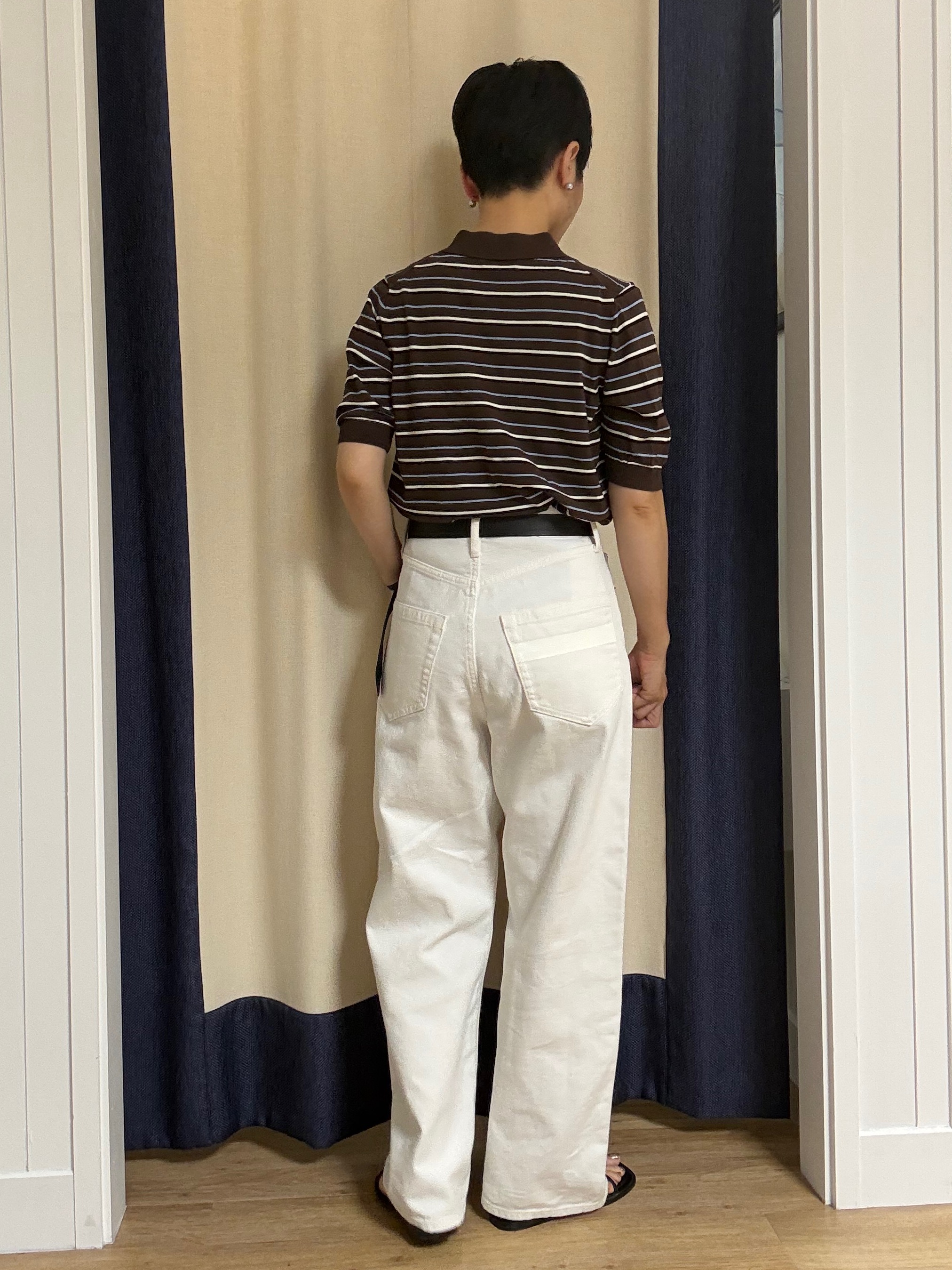 Suzuさんの「Dessin｜ポロ襟 ハーフスリーブニット」を使ったコーディネート